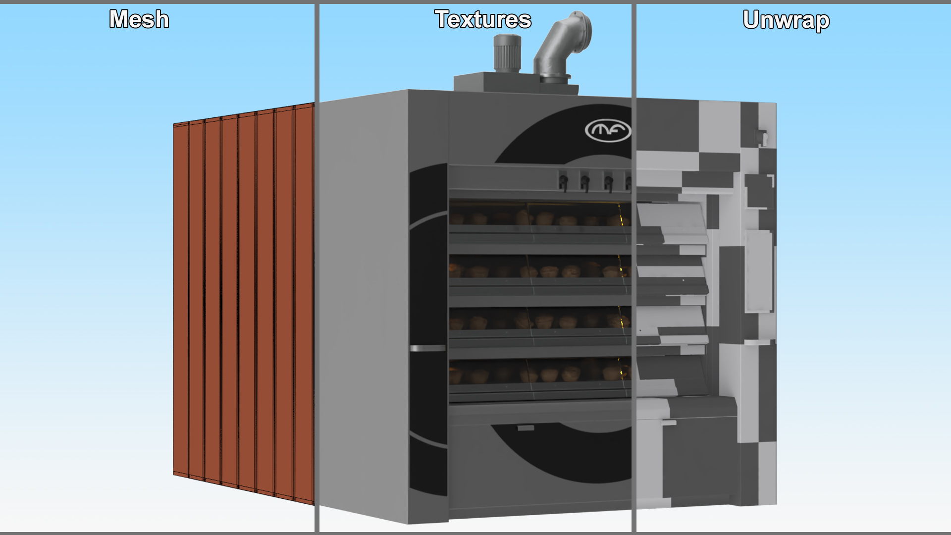 Steam Deck Oven Mondial Forni with Buns 3D model