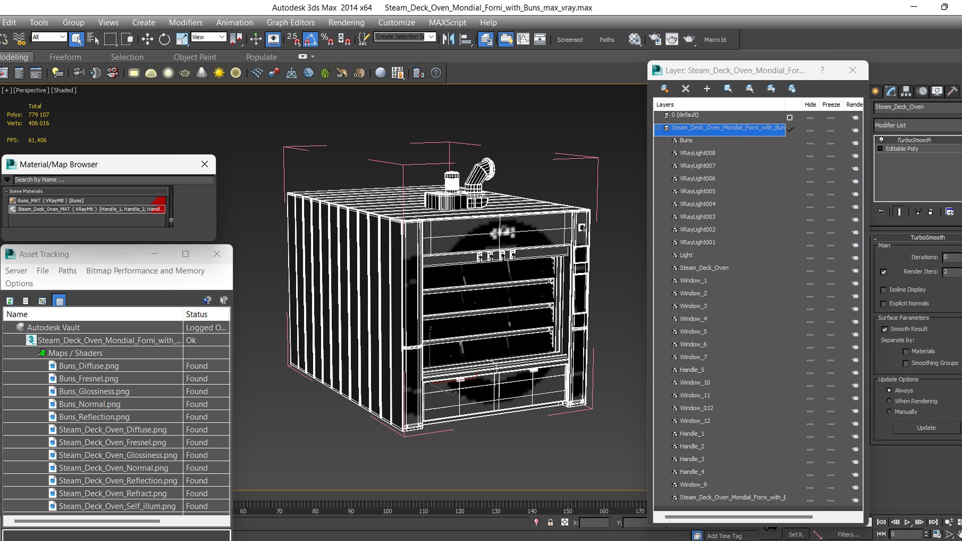 Steam Deck Oven Mondial Forni with Buns 3D model