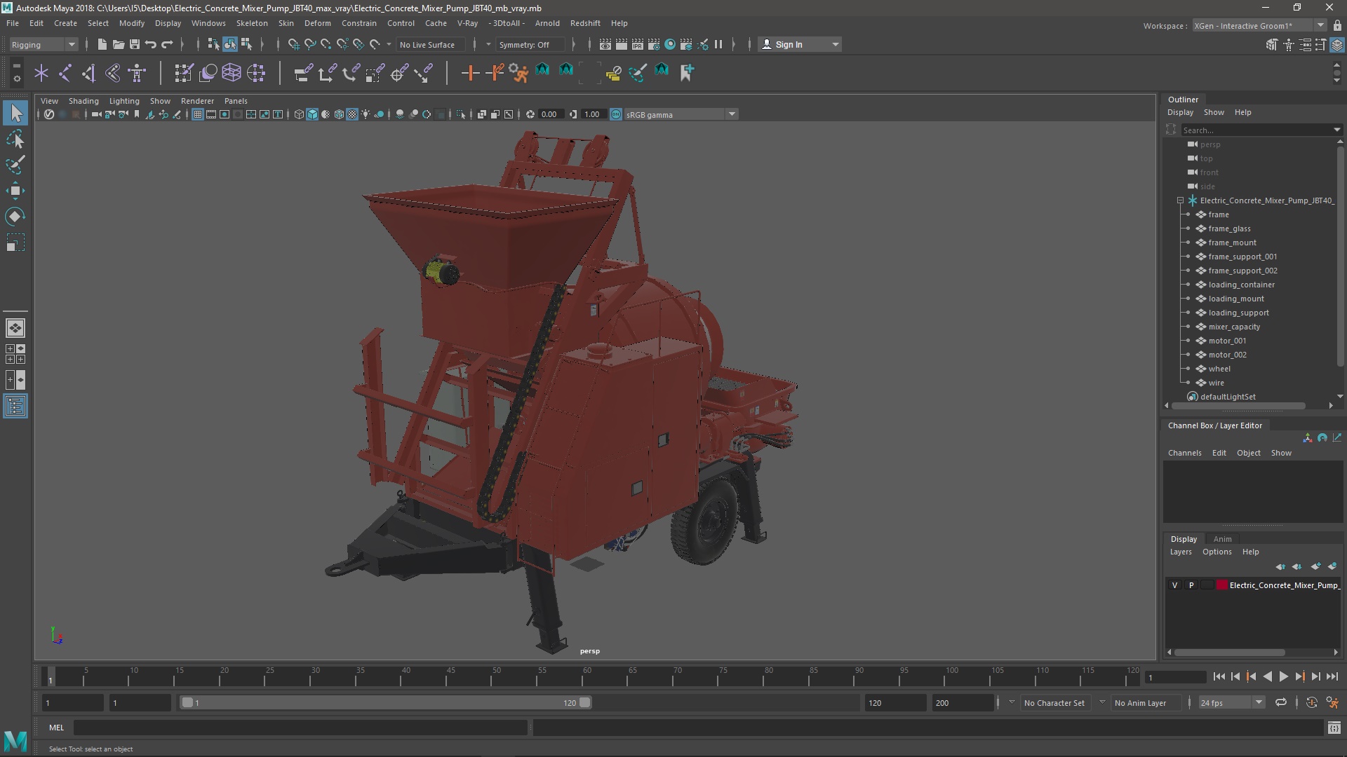 Electric Concrete Mixer Pump JBT40 3D model