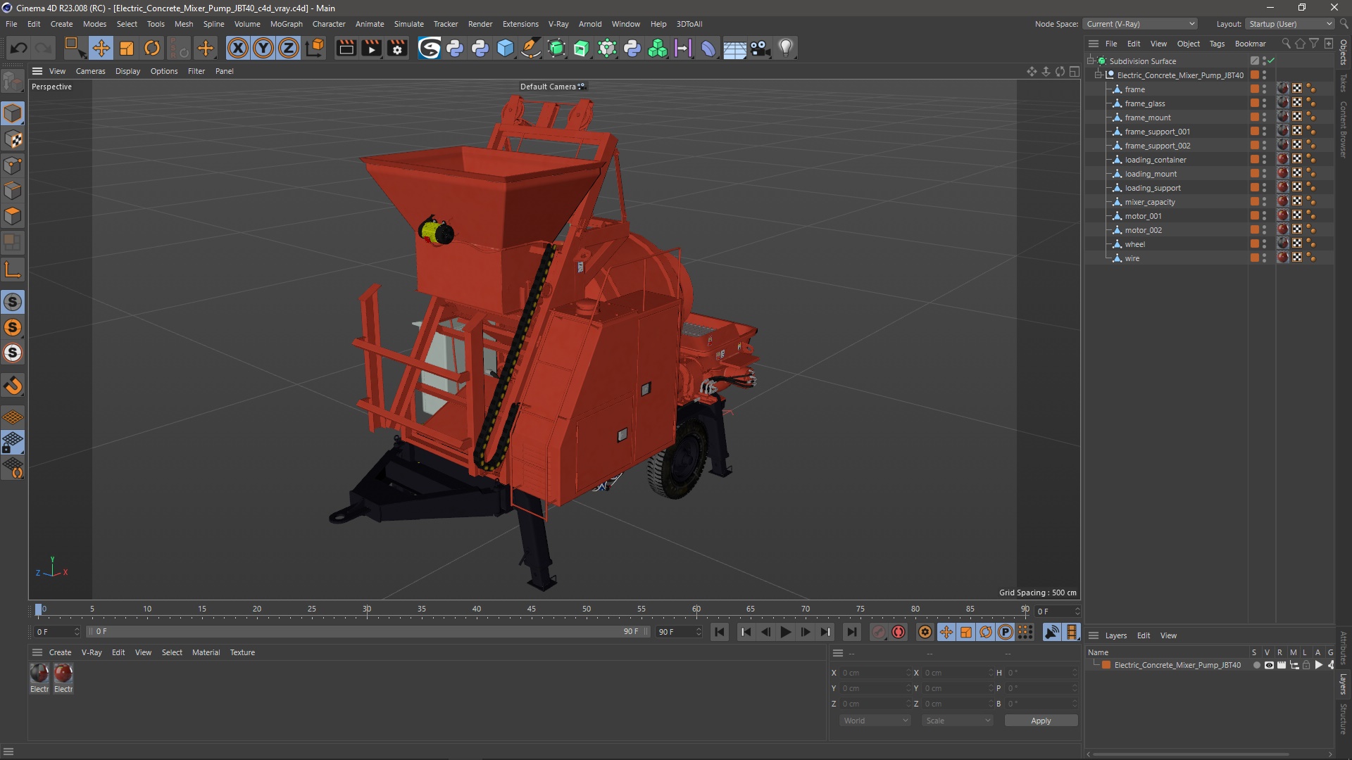 Electric Concrete Mixer Pump JBT40 3D model