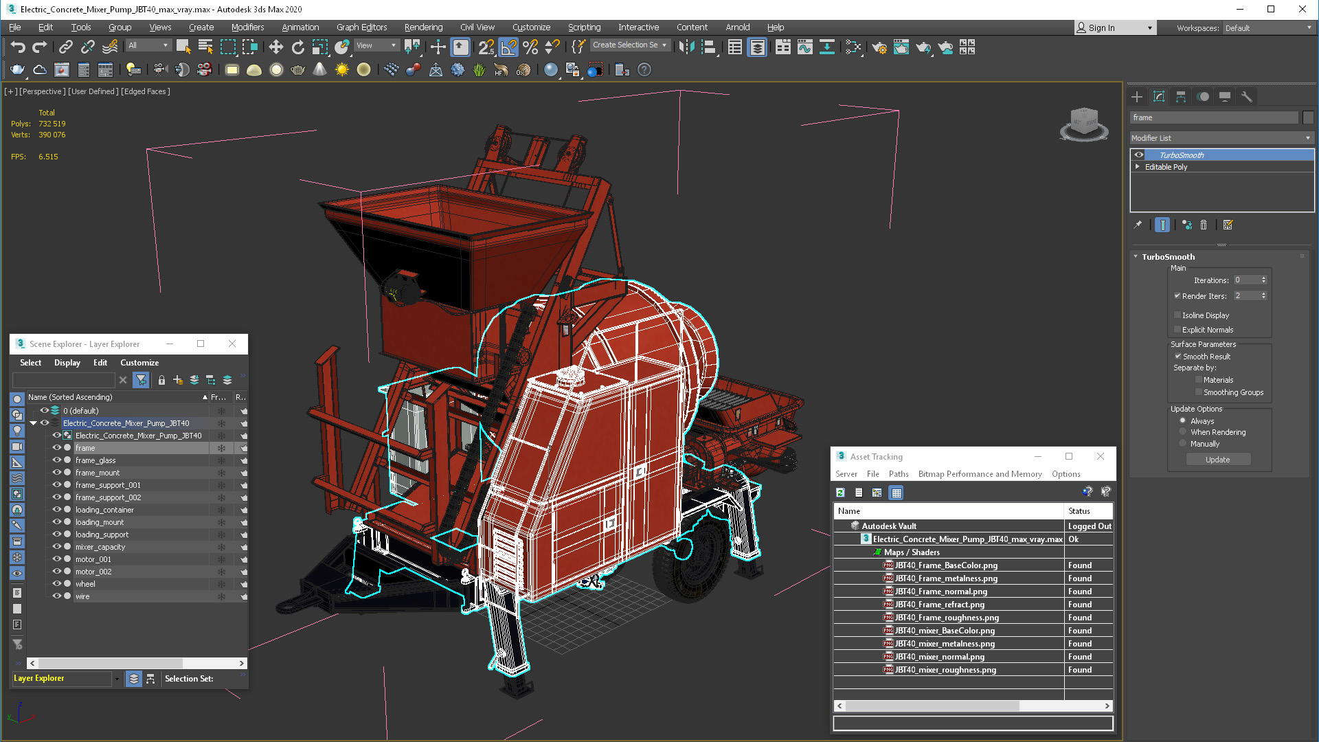 Electric Concrete Mixer Pump JBT40 3D model