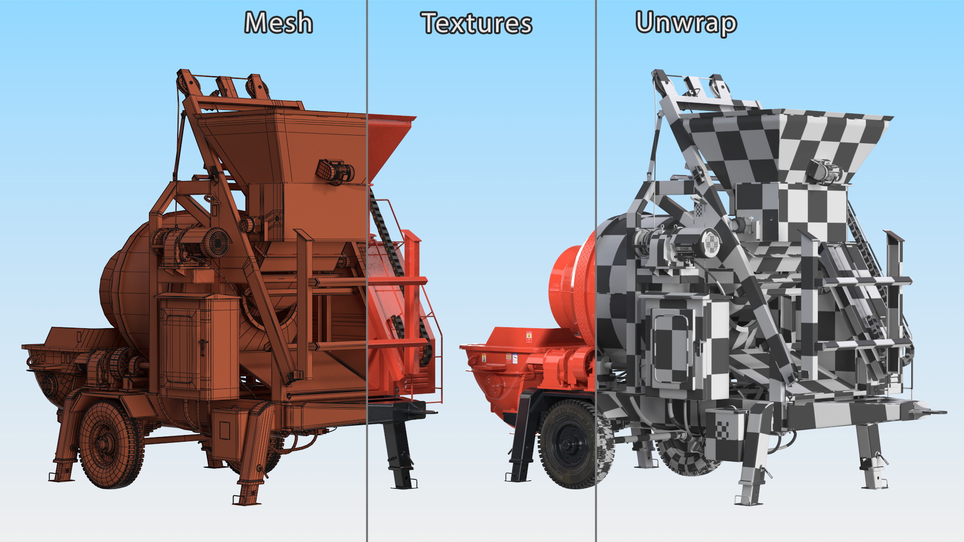 Electric Concrete Mixer Pump JBT40 3D model