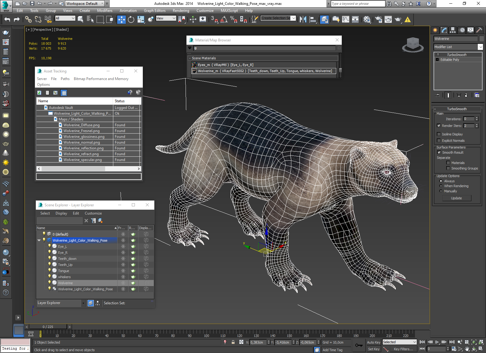 Wolverine Light Color Walking Pose 3D model