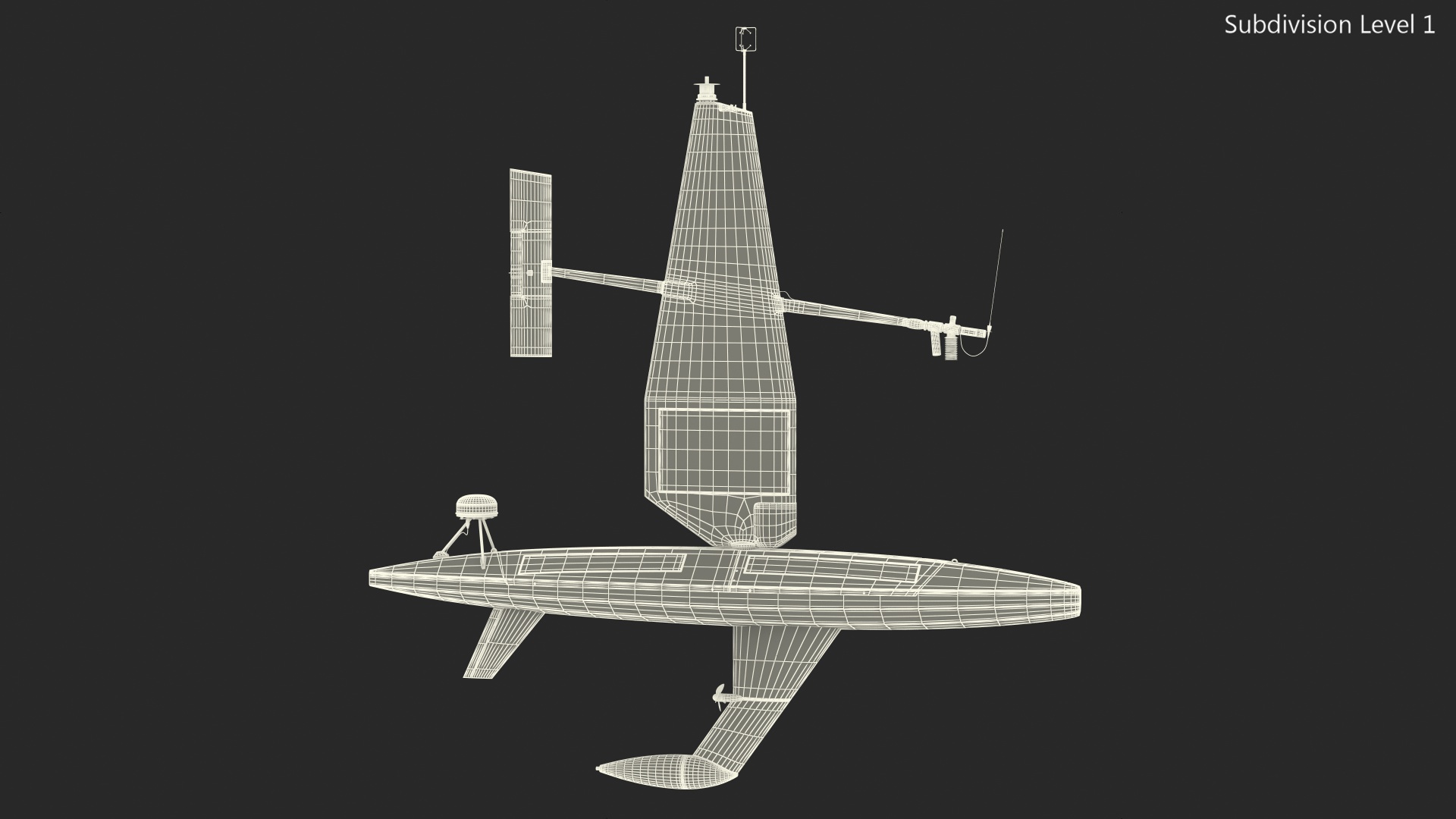 3D Saildrone Uncrewed Surface Vehicle Rigged