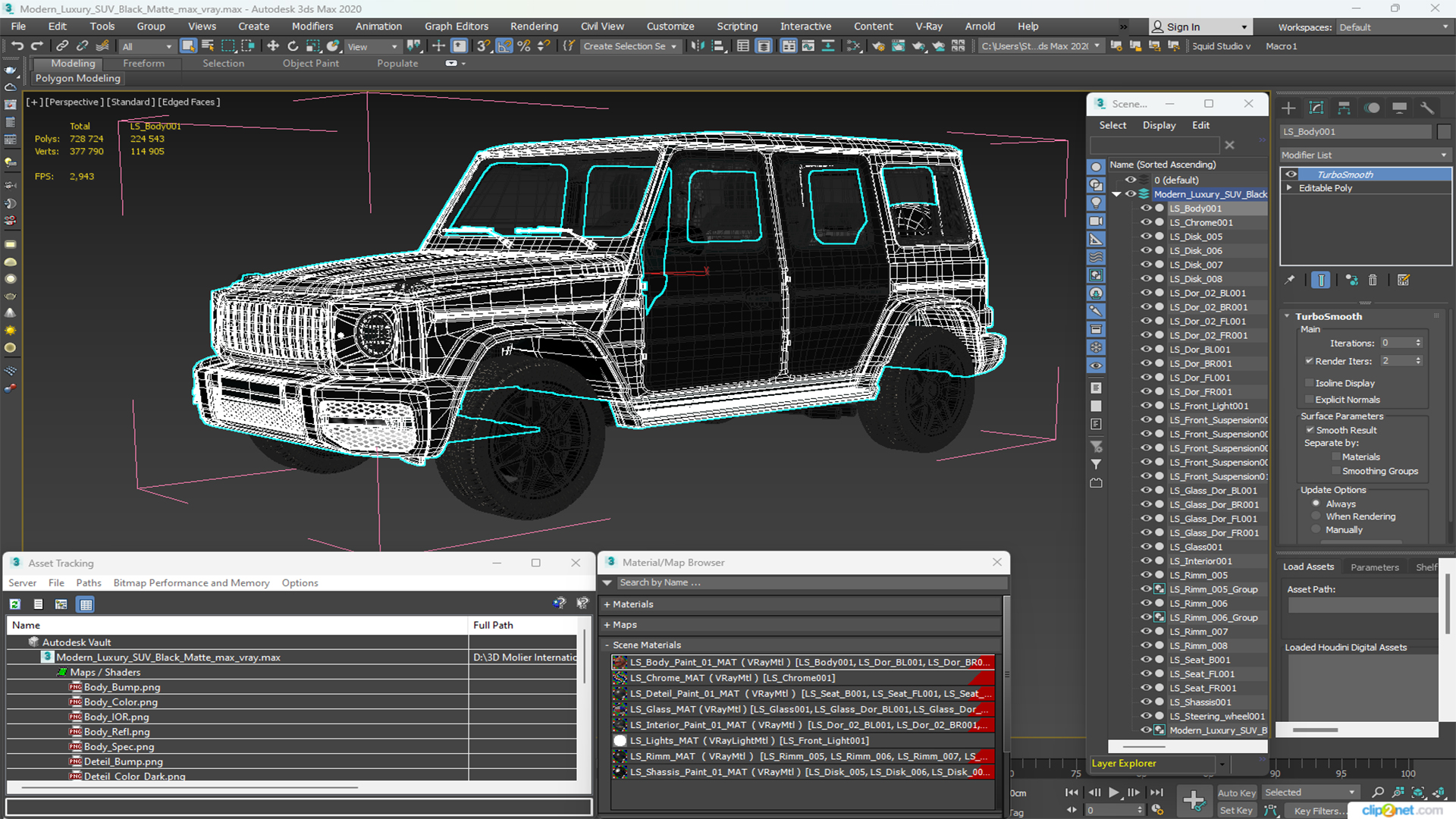 Modern Luxury SUV Black Matte 3D model