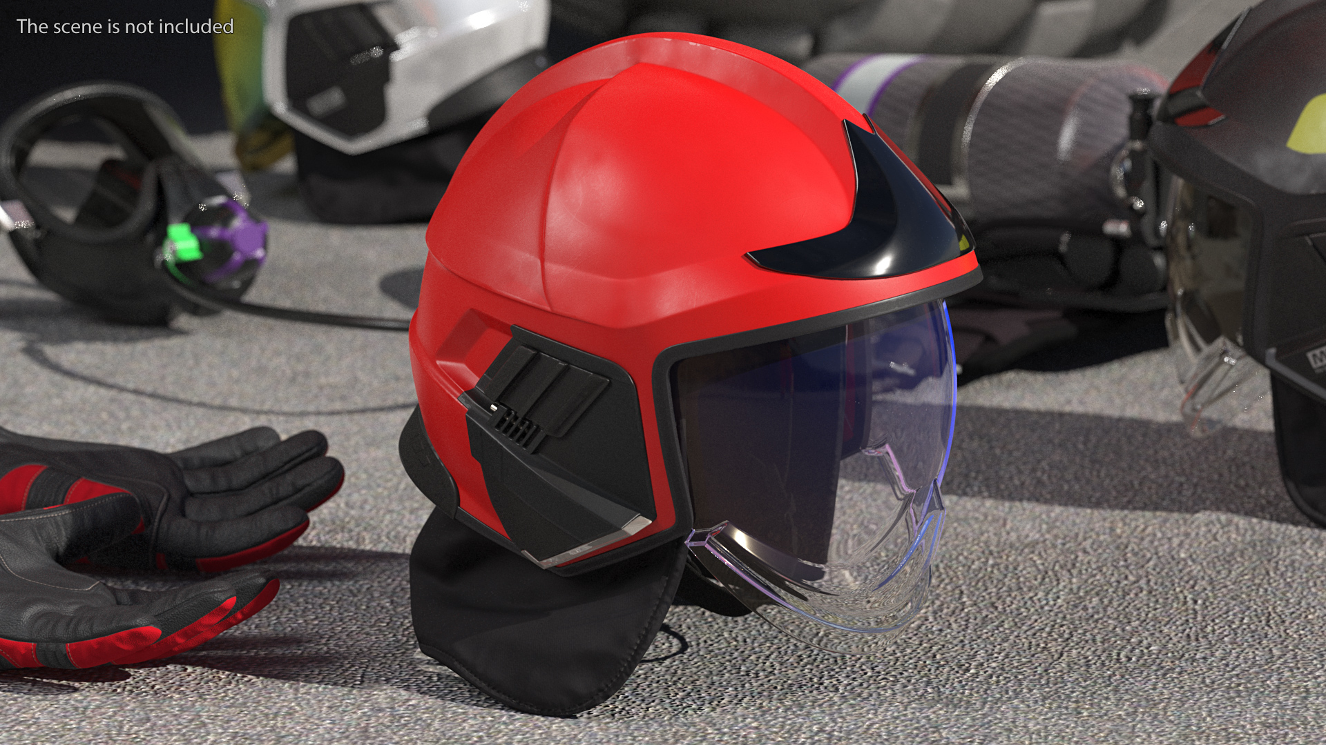 3D model Fire Helmet Red