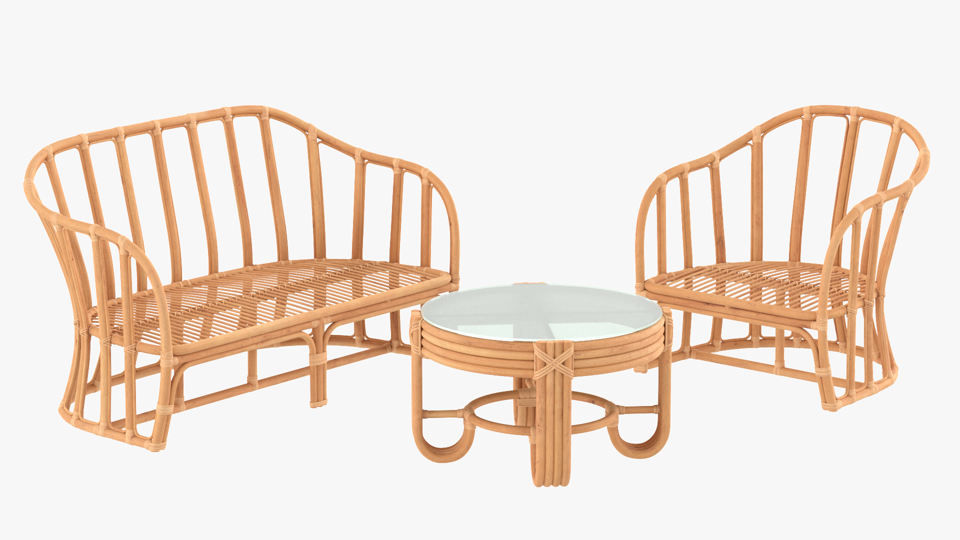 3D Vintage Rattan Furniture Set model