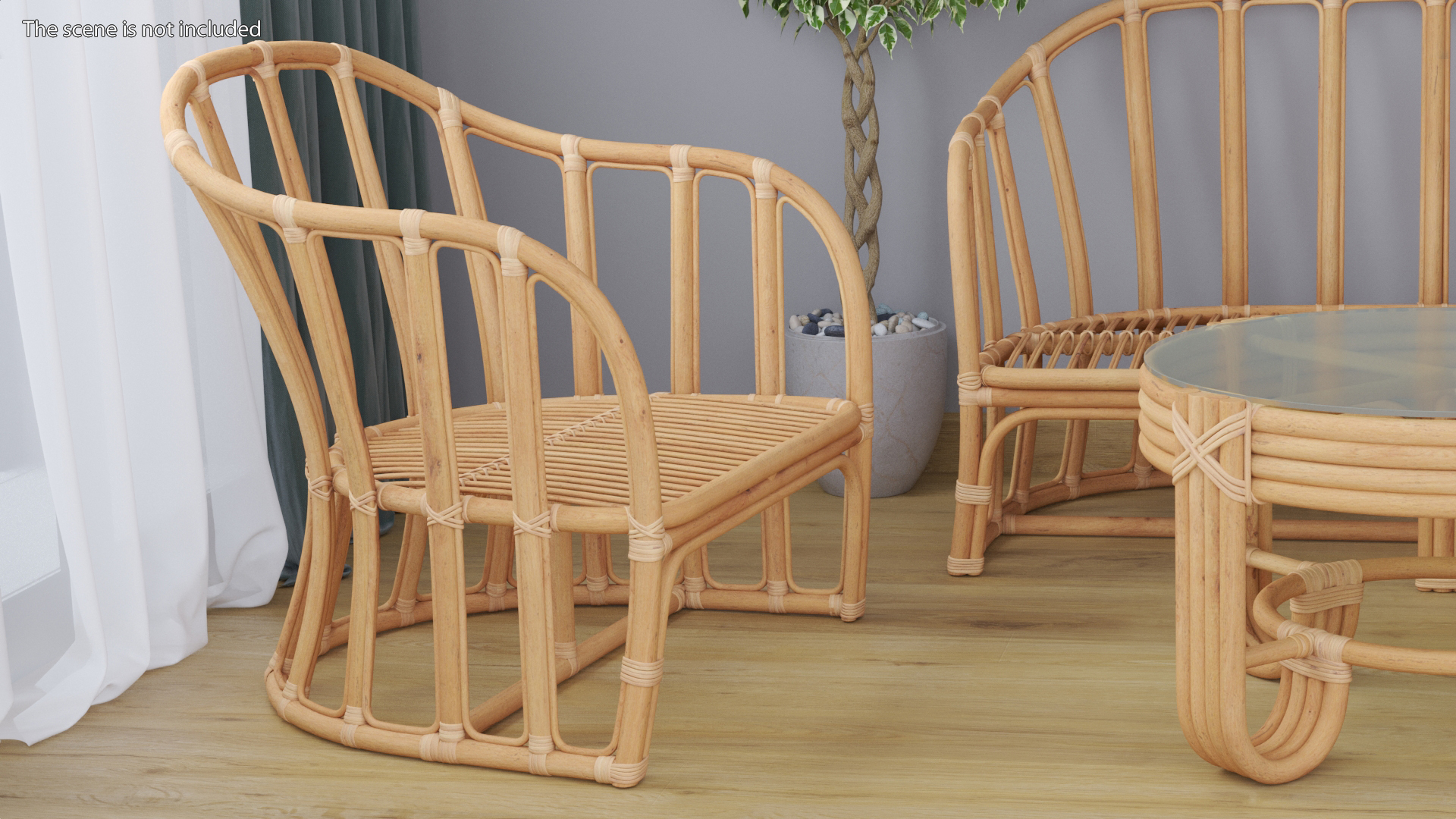 3D Vintage Rattan Furniture Set model