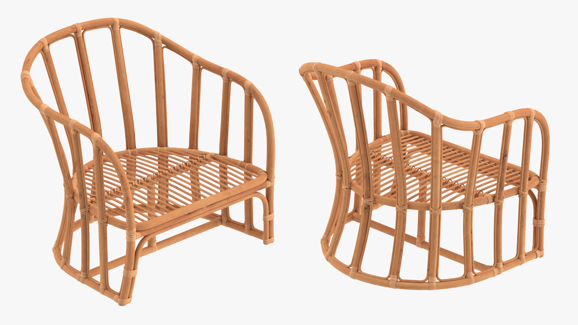 3D Vintage Rattan Furniture Set model