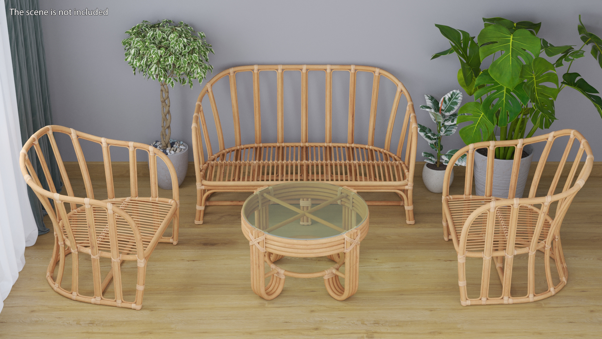 3D Vintage Rattan Furniture Set model