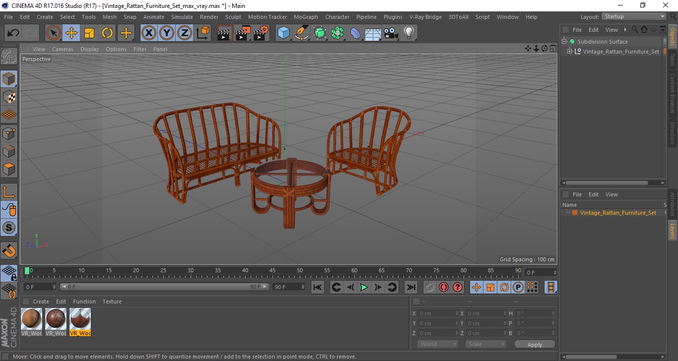 3D Vintage Rattan Furniture Set model