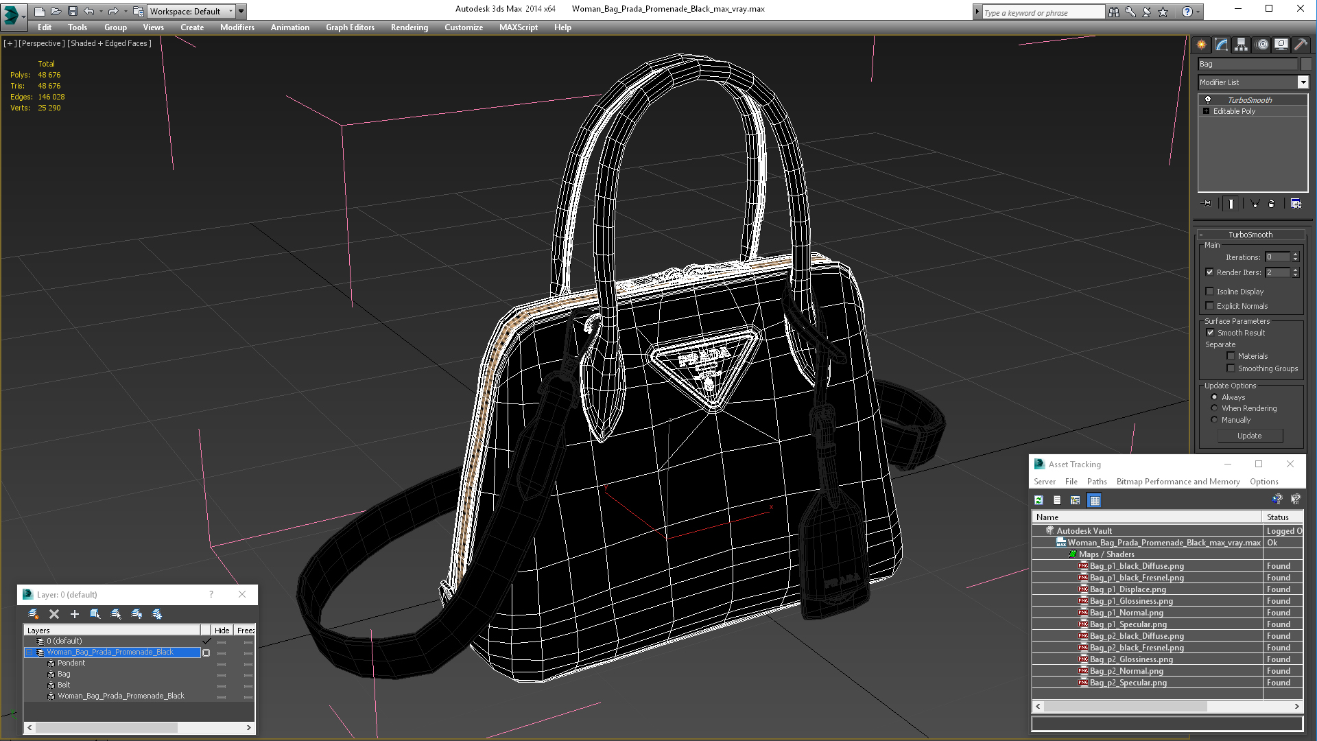 3D Woman Bag Prada Promenade Black
