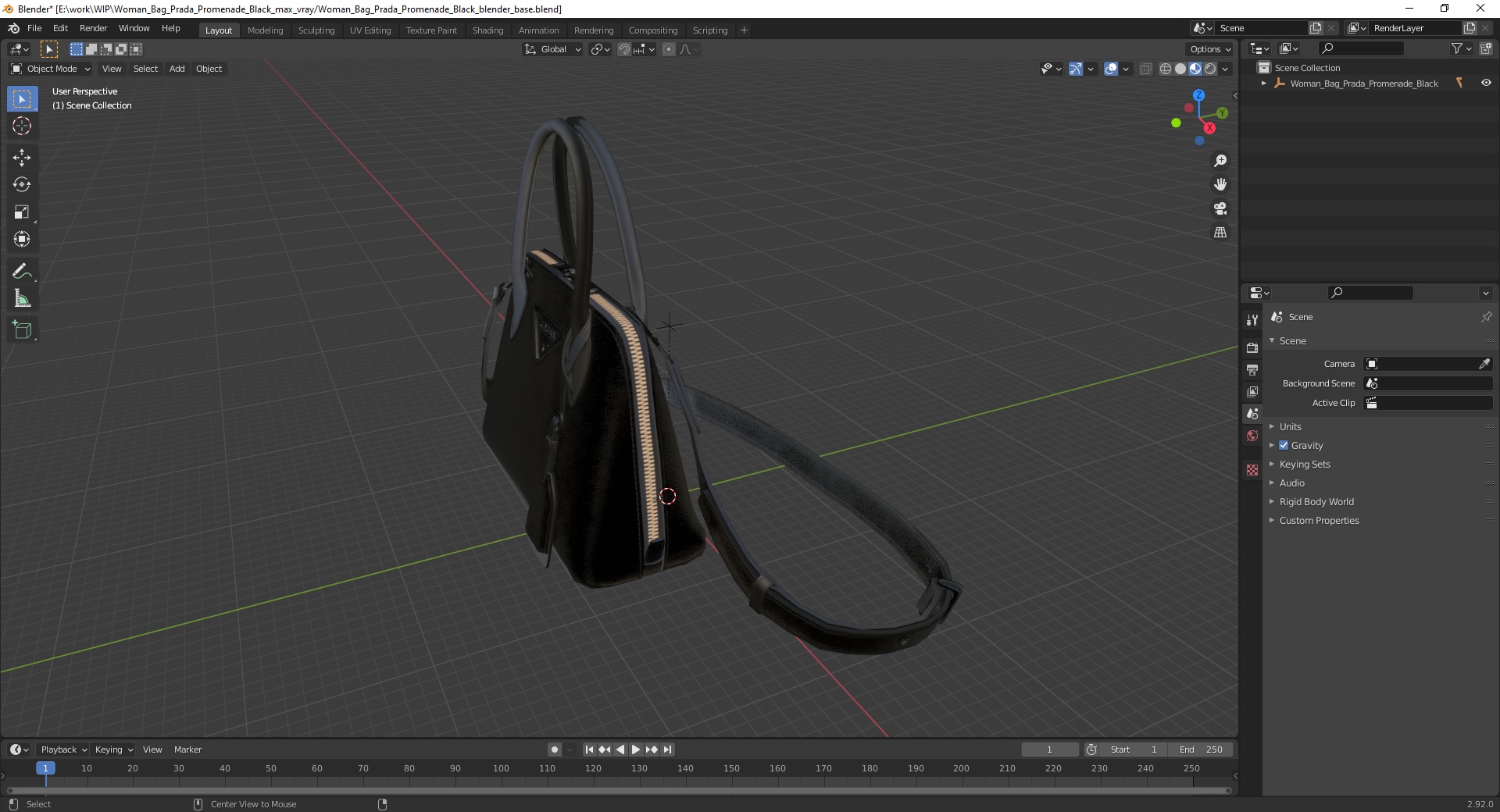 3D Woman Bag Prada Promenade Black