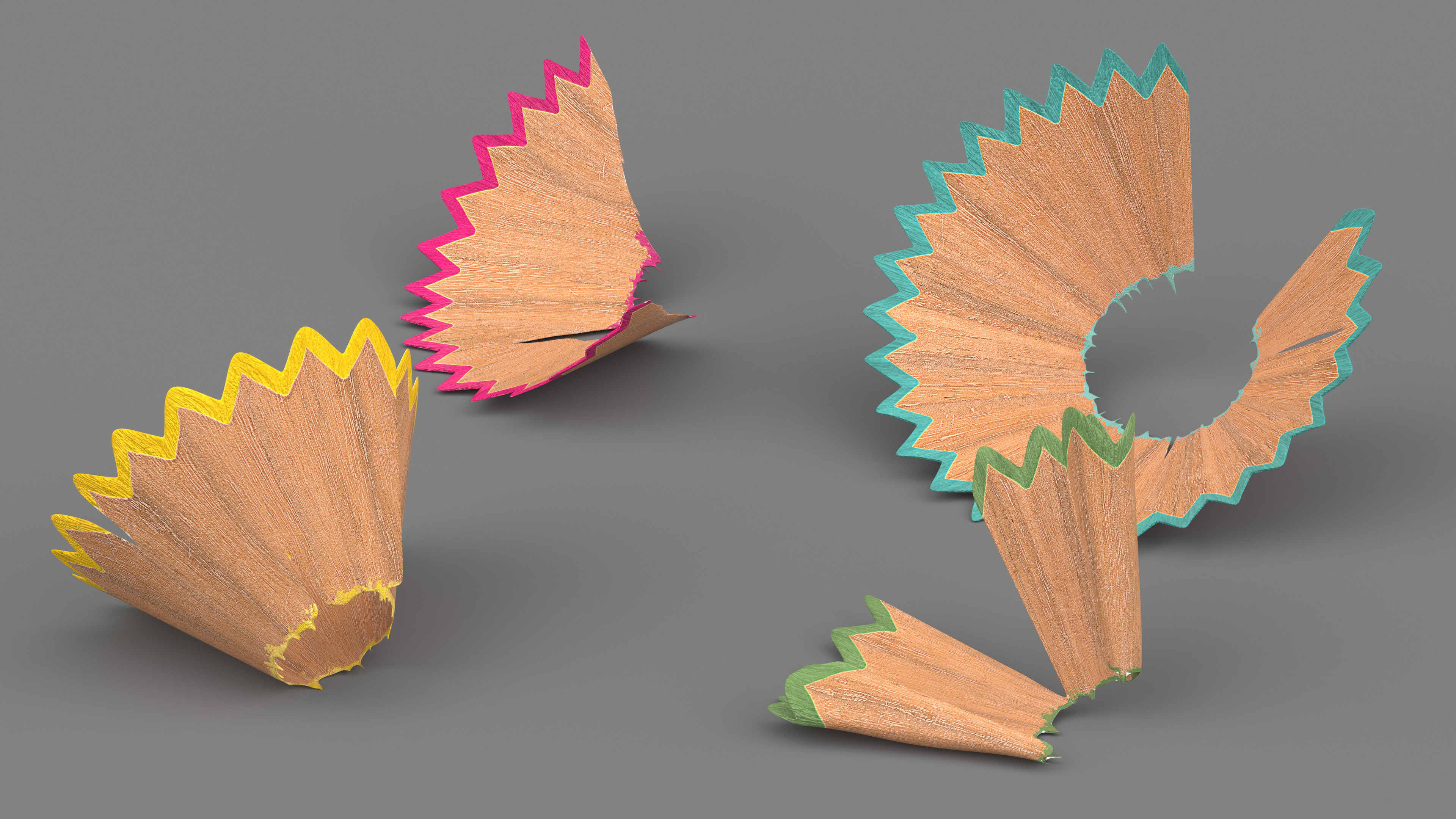 Colorful Pencil Shavings 3D model