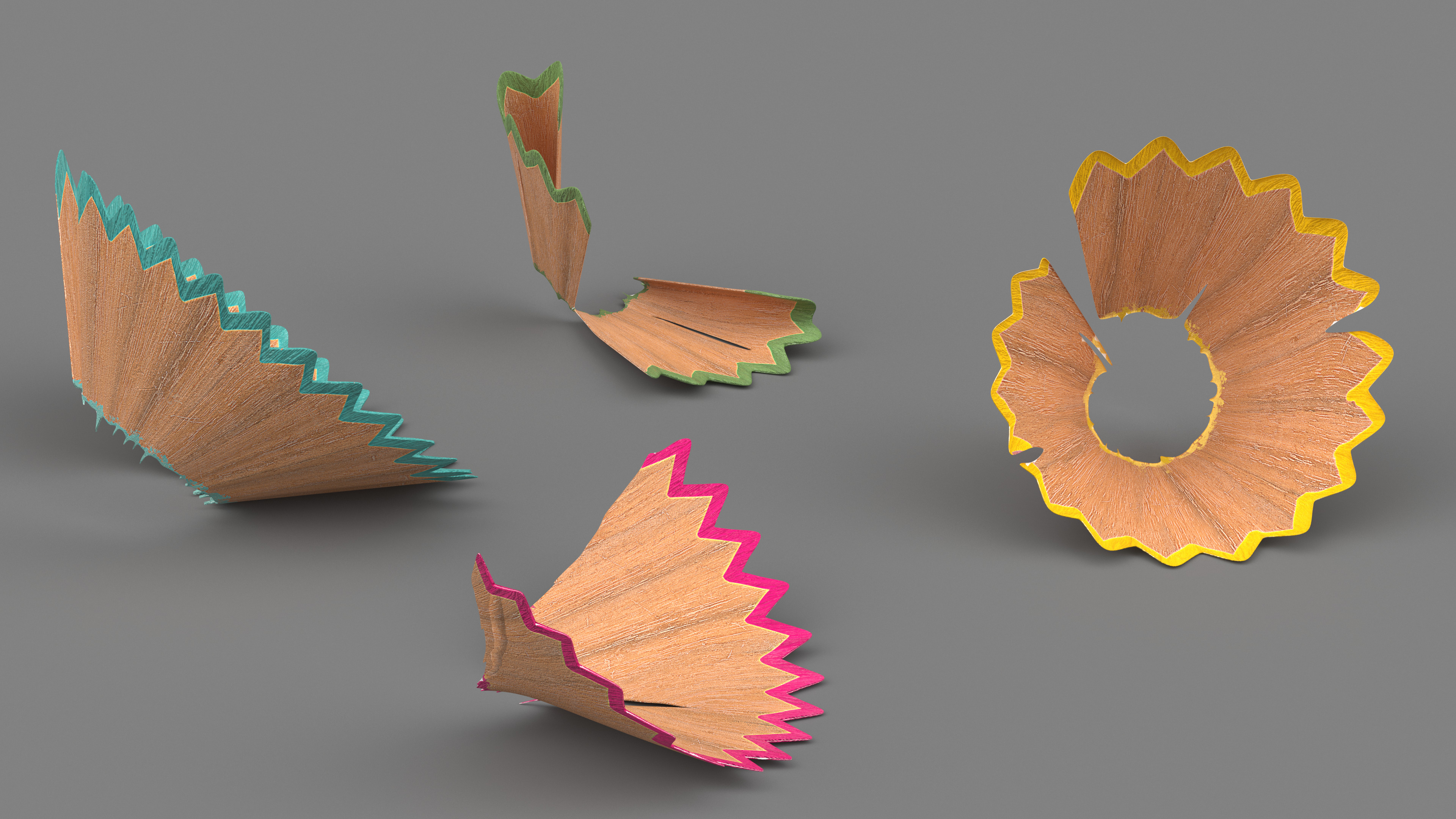 Colorful Pencil Shavings 3D model