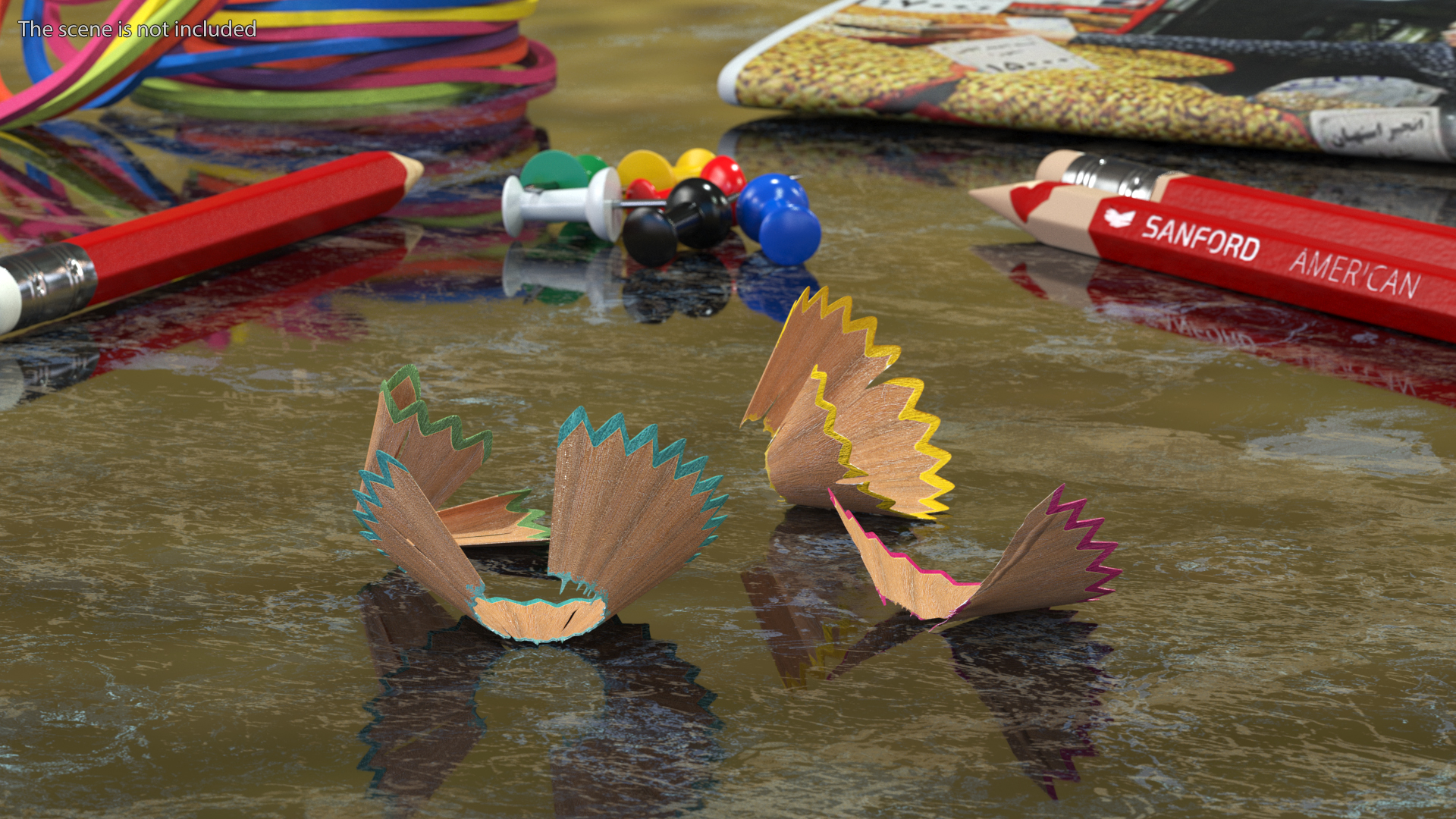 Colorful Pencil Shavings 3D model