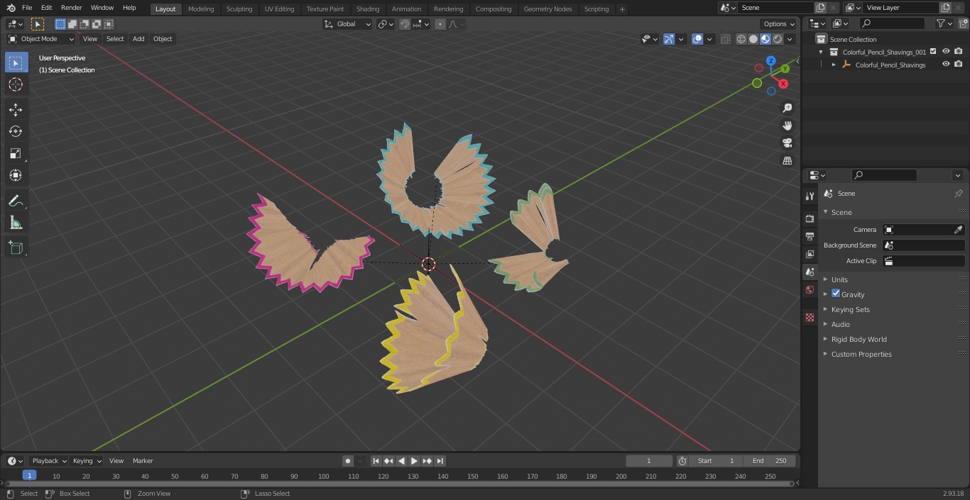 Colorful Pencil Shavings 3D model