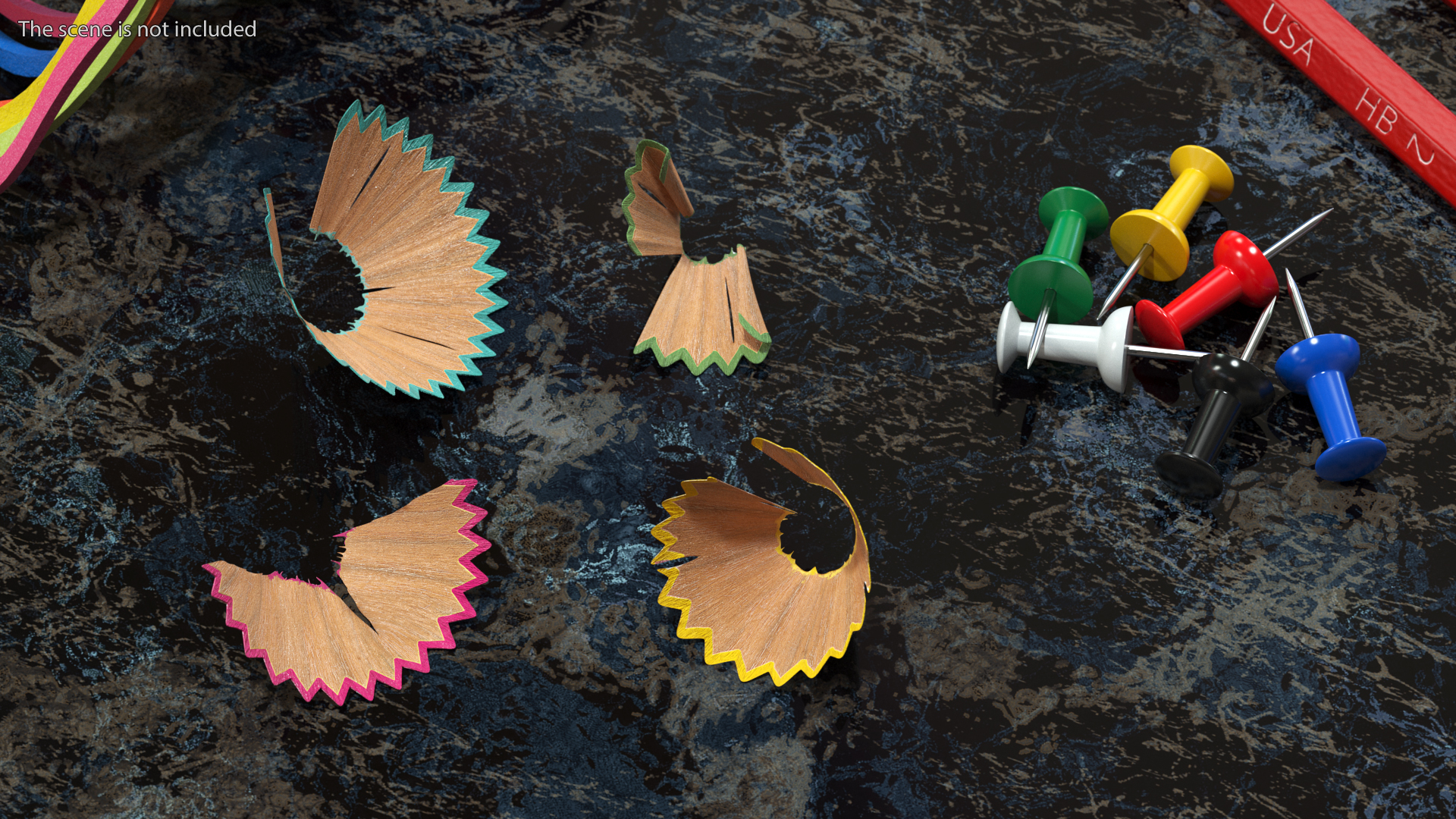 Colorful Pencil Shavings 3D model
