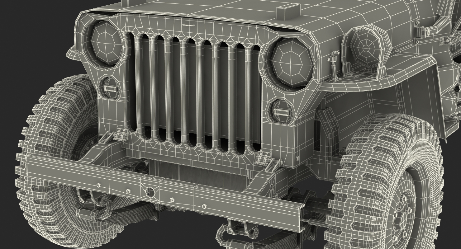 Willys Jeep MB 44 with Trailer Rigged 3D
