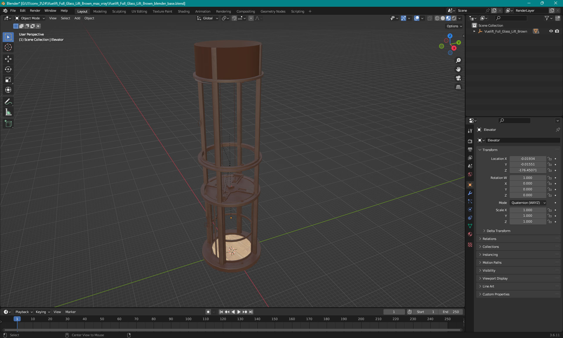 Vuelift Full Glass Lift Brown 3D model