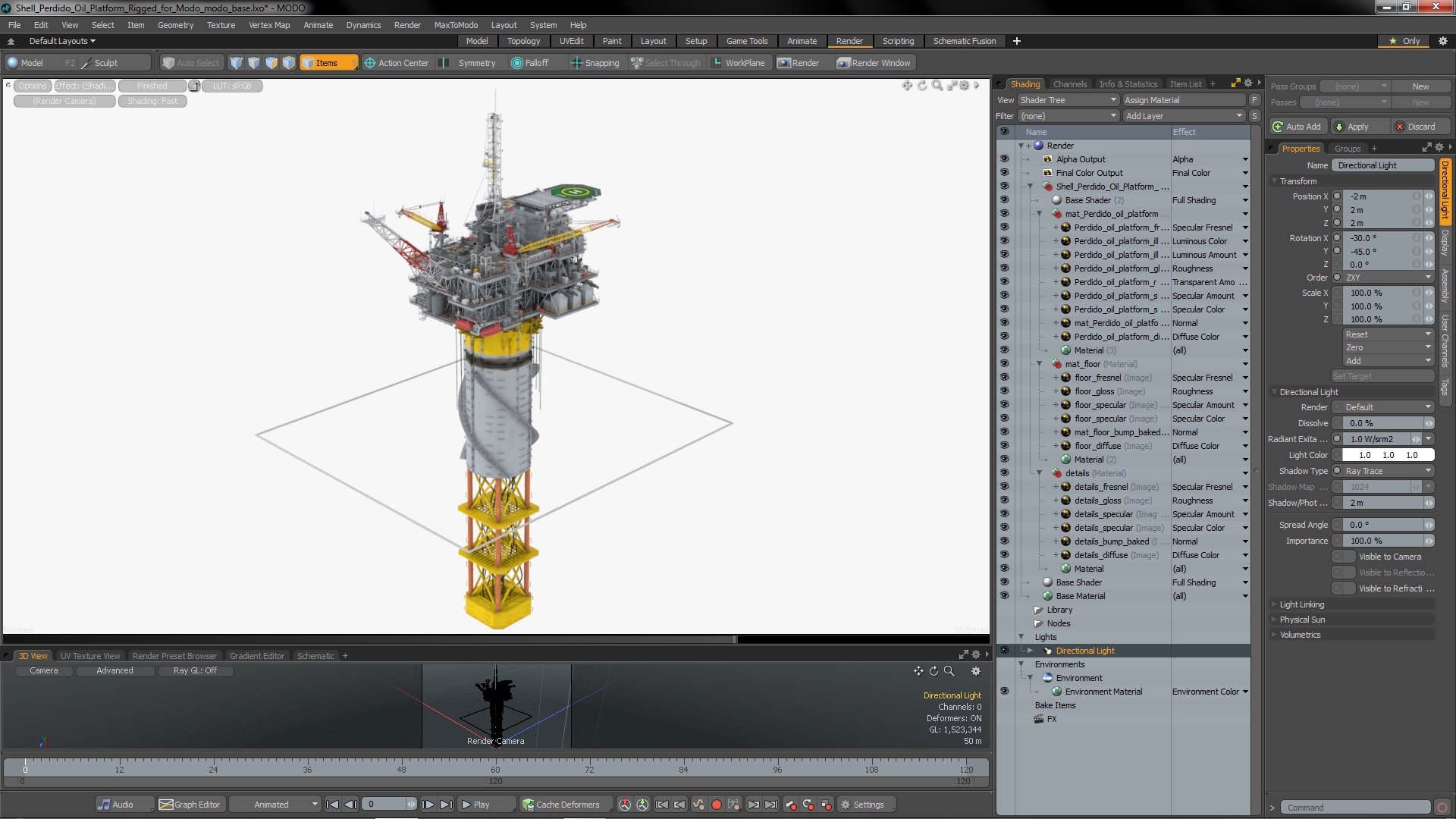 Shell Perdido Oil Platform Rigged for Modo 3D