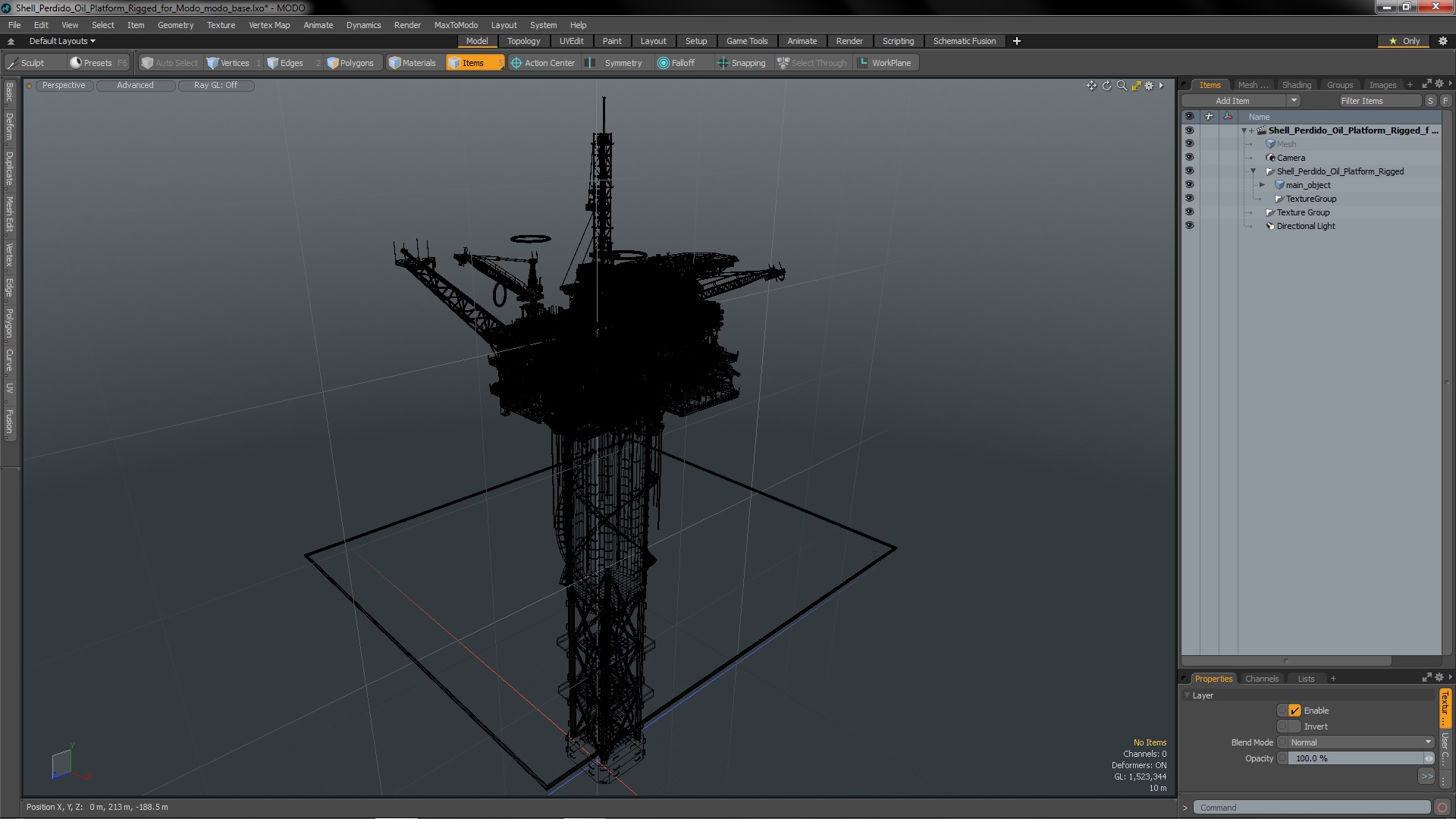 Shell Perdido Oil Platform Rigged for Modo 3D