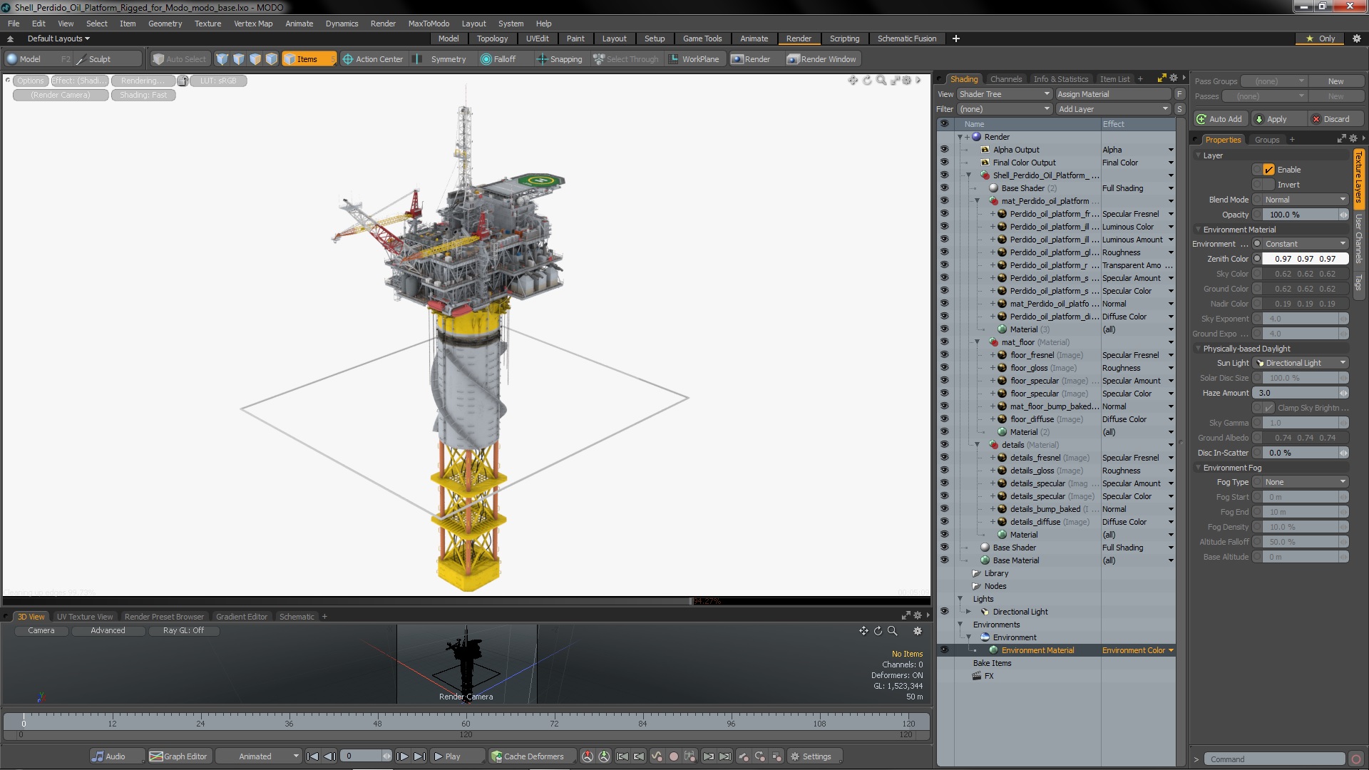 Shell Perdido Oil Platform Rigged for Modo 3D
