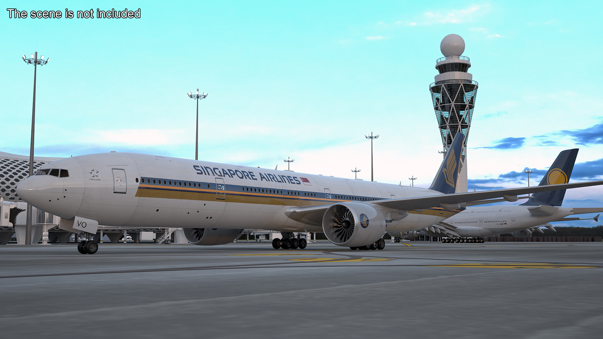 3D Boeing 777 Singapore Airlines Rigged