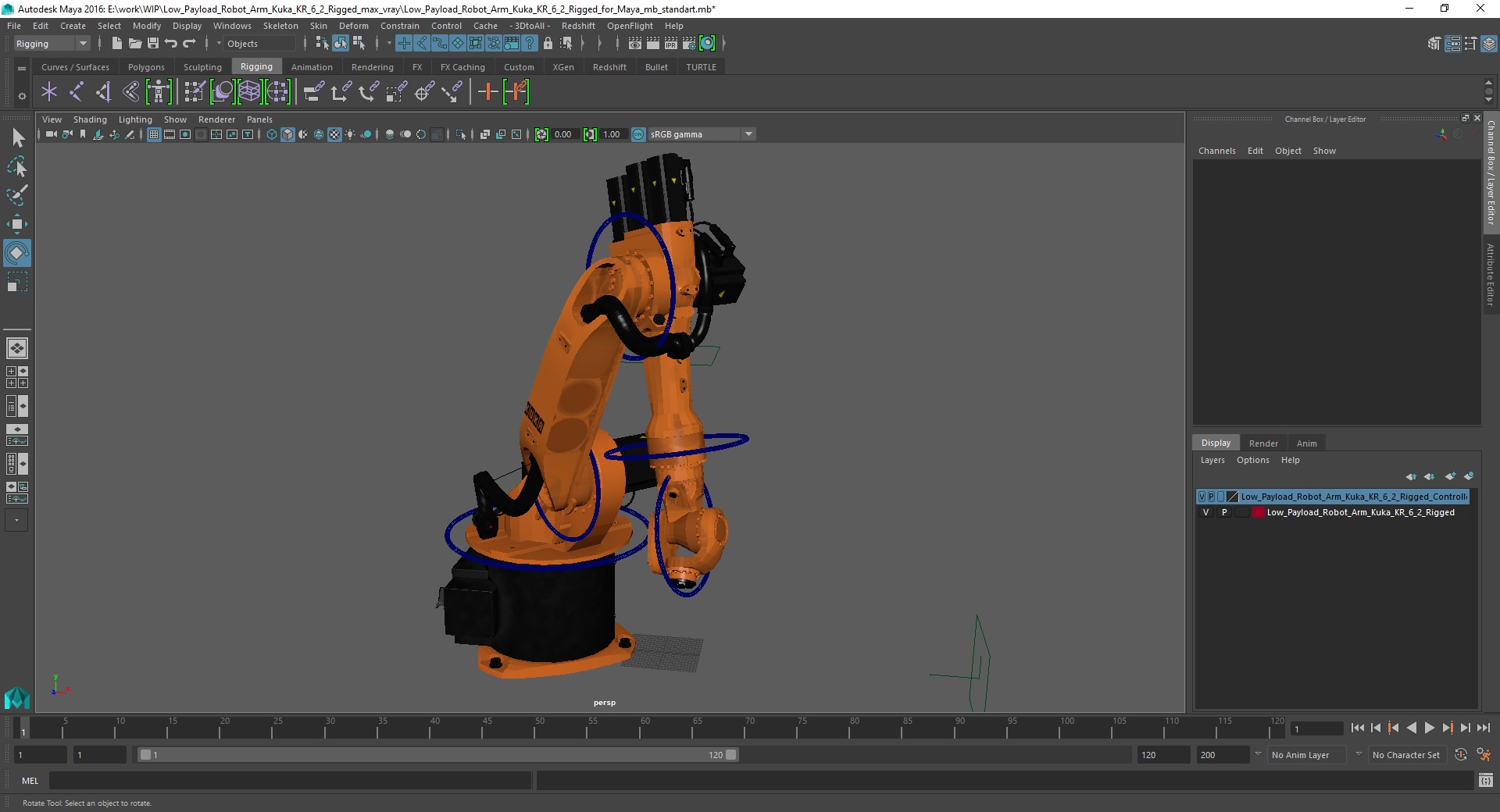 Low Payload Robot Arm Kuka KR 6 2 Rigged for Maya 3D model