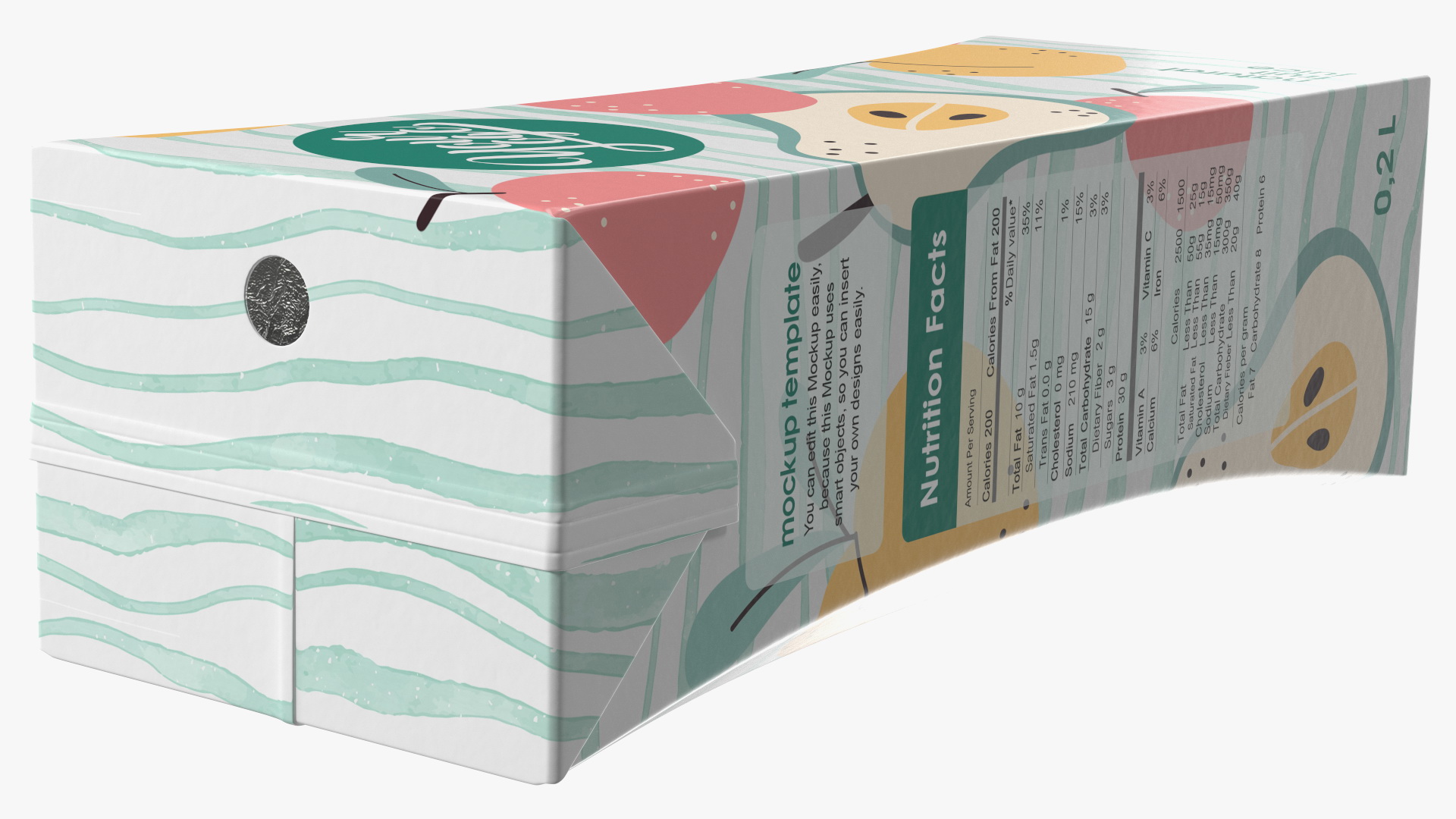 3D model Small Aseptic Carton Mockup Striped