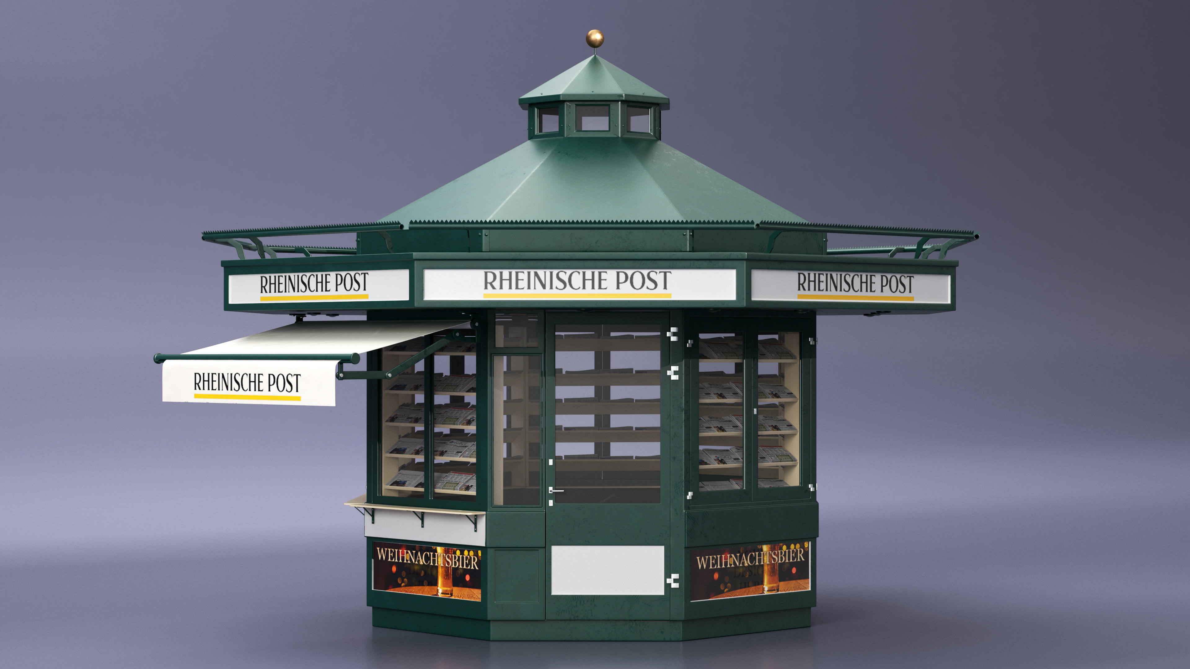Rheinische Post Newspaper Kiosk Green 3D