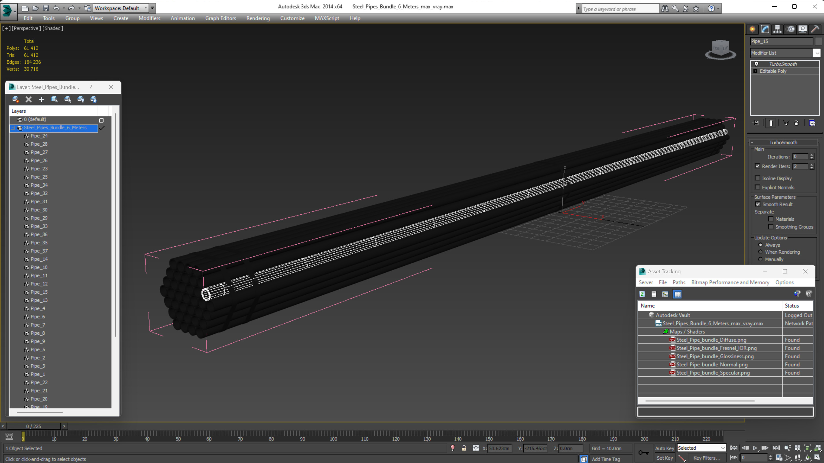 Steel Pipes Bundle 6 Meters 3D