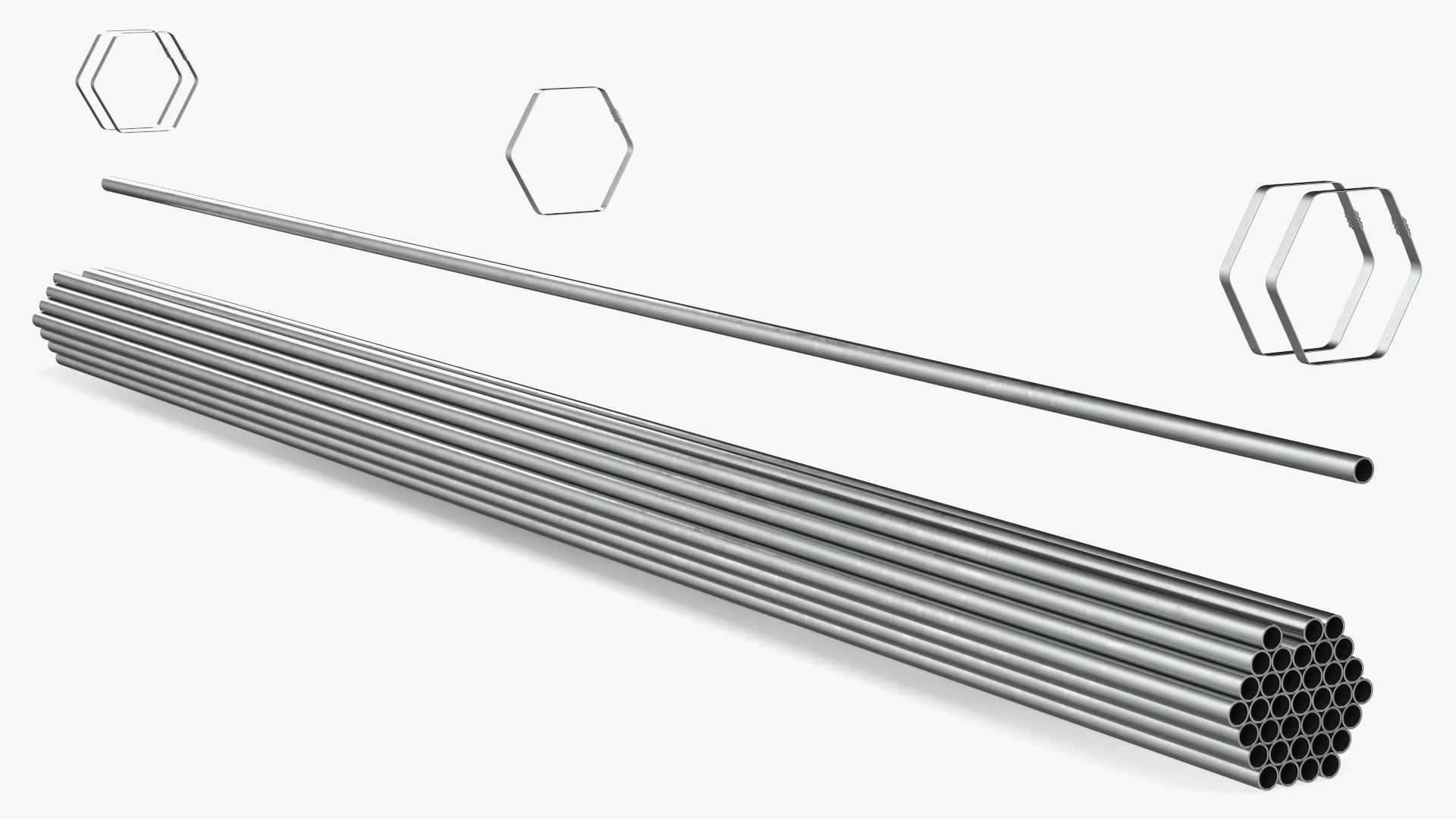 Steel Pipes Bundle 6 Meters 3D