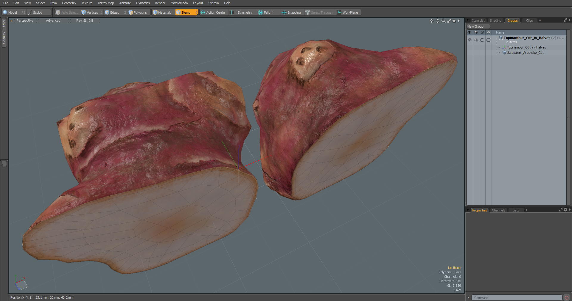Topinambur Cut in Halves 3D model