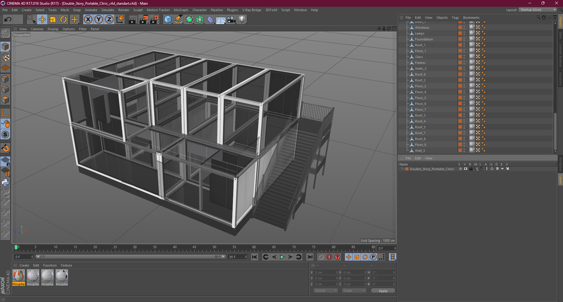 3D Double Story Portable Clinic model