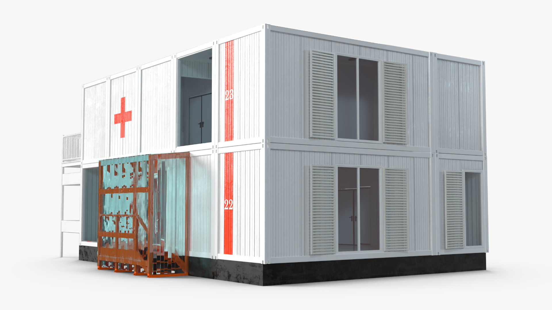 3D Double Story Portable Clinic model