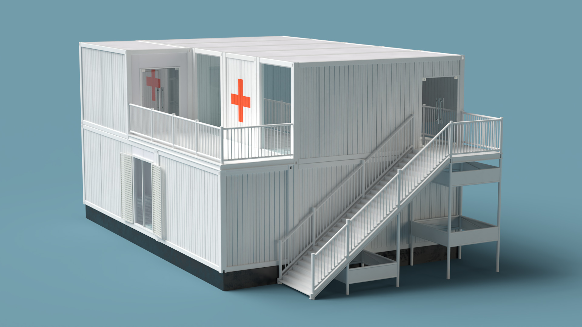3D Double Story Portable Clinic model