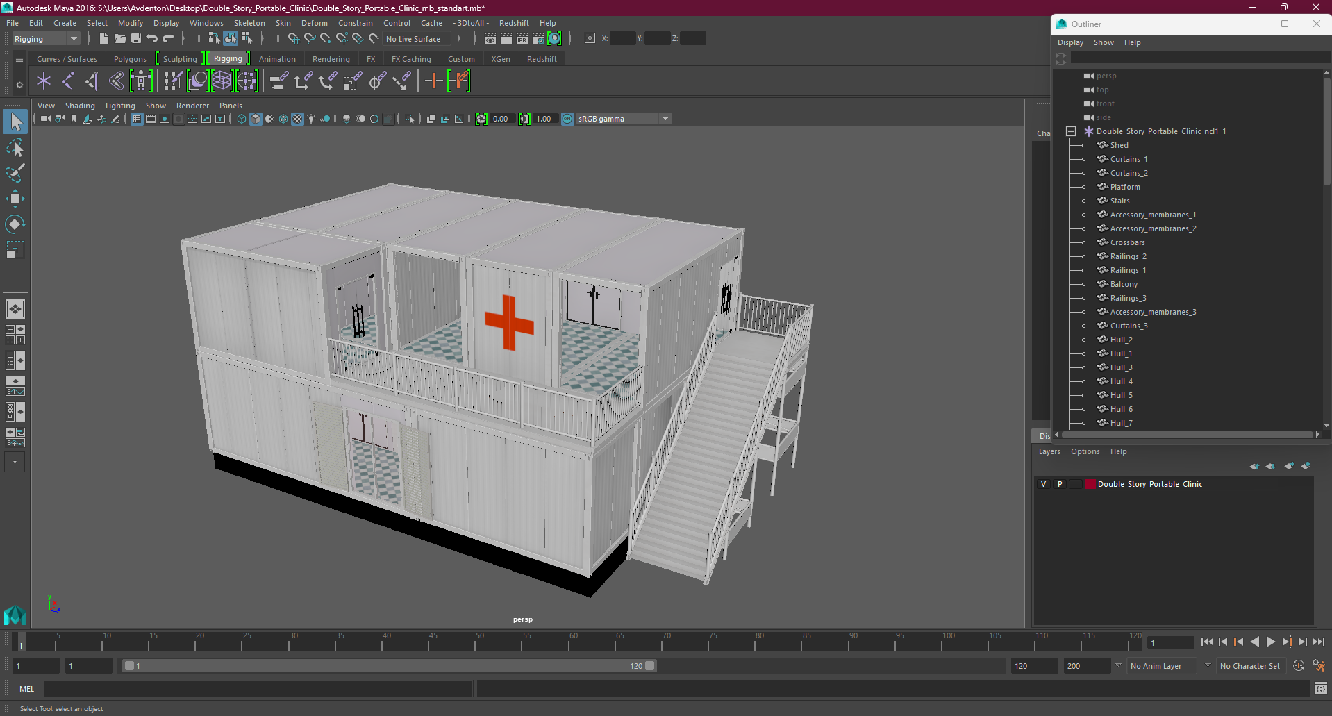 3D Double Story Portable Clinic model
