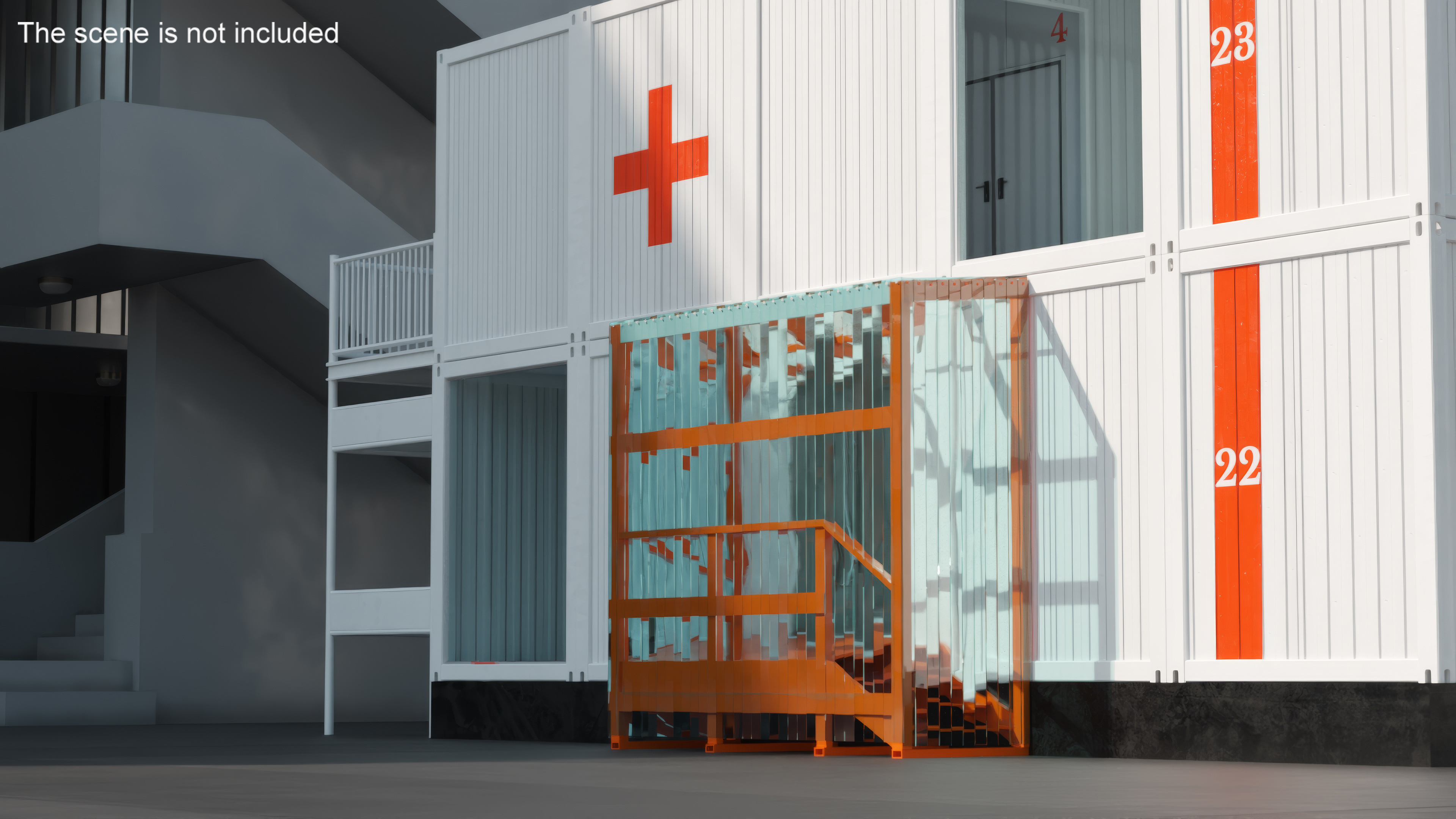 3D Double Story Portable Clinic model