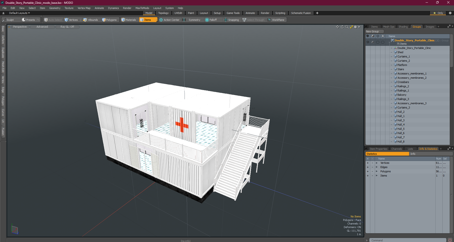 3D Double Story Portable Clinic model