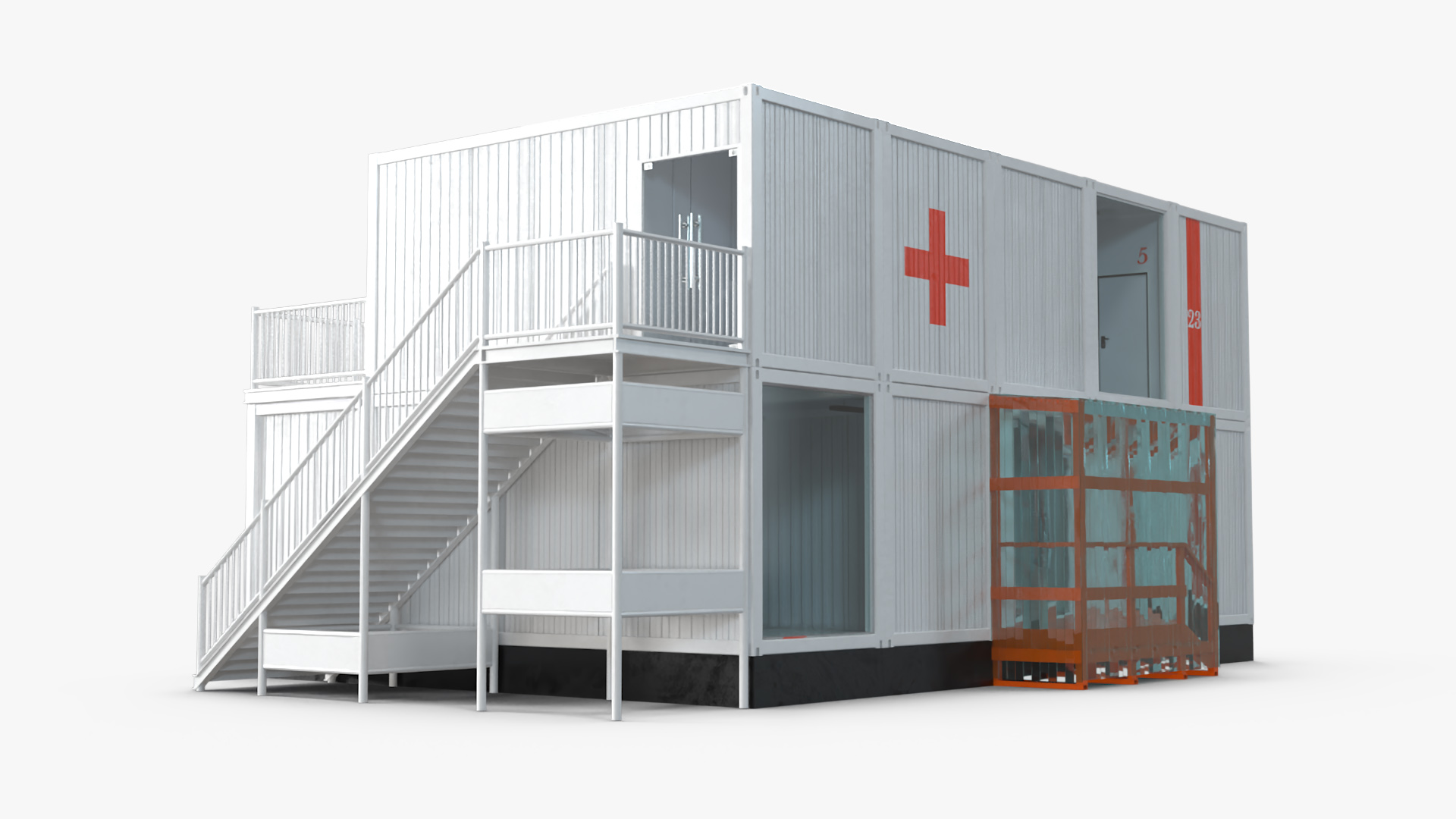 3D Double Story Portable Clinic model
