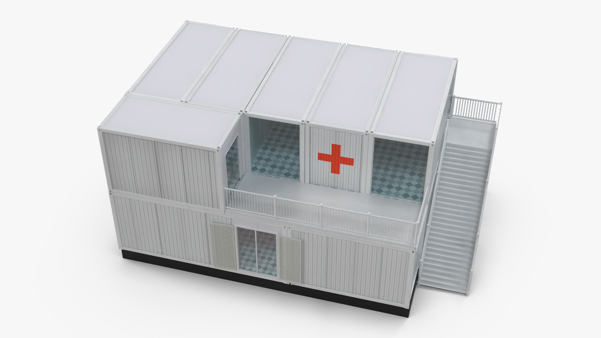 3D Double Story Portable Clinic model