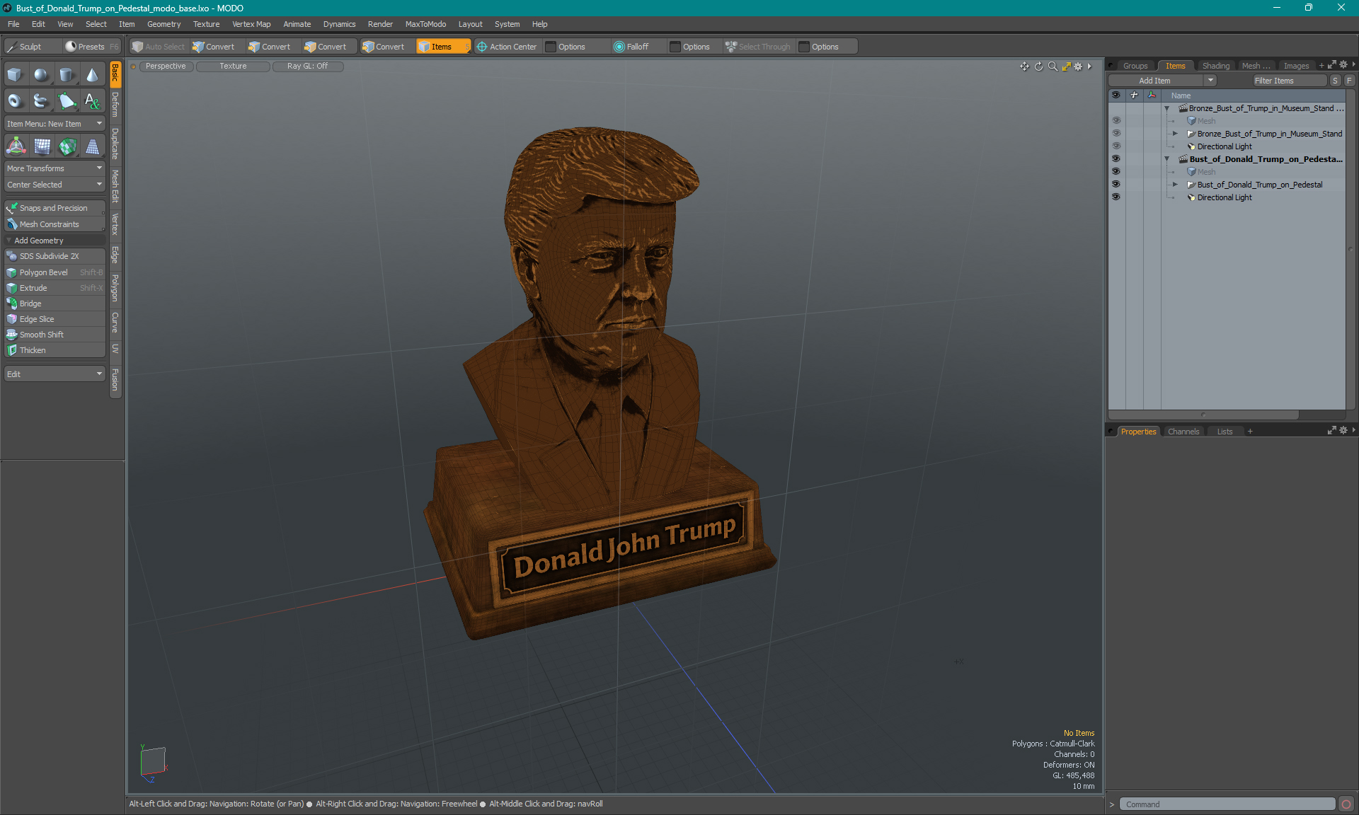 Bust of Donald Trump on Pedestal 3D