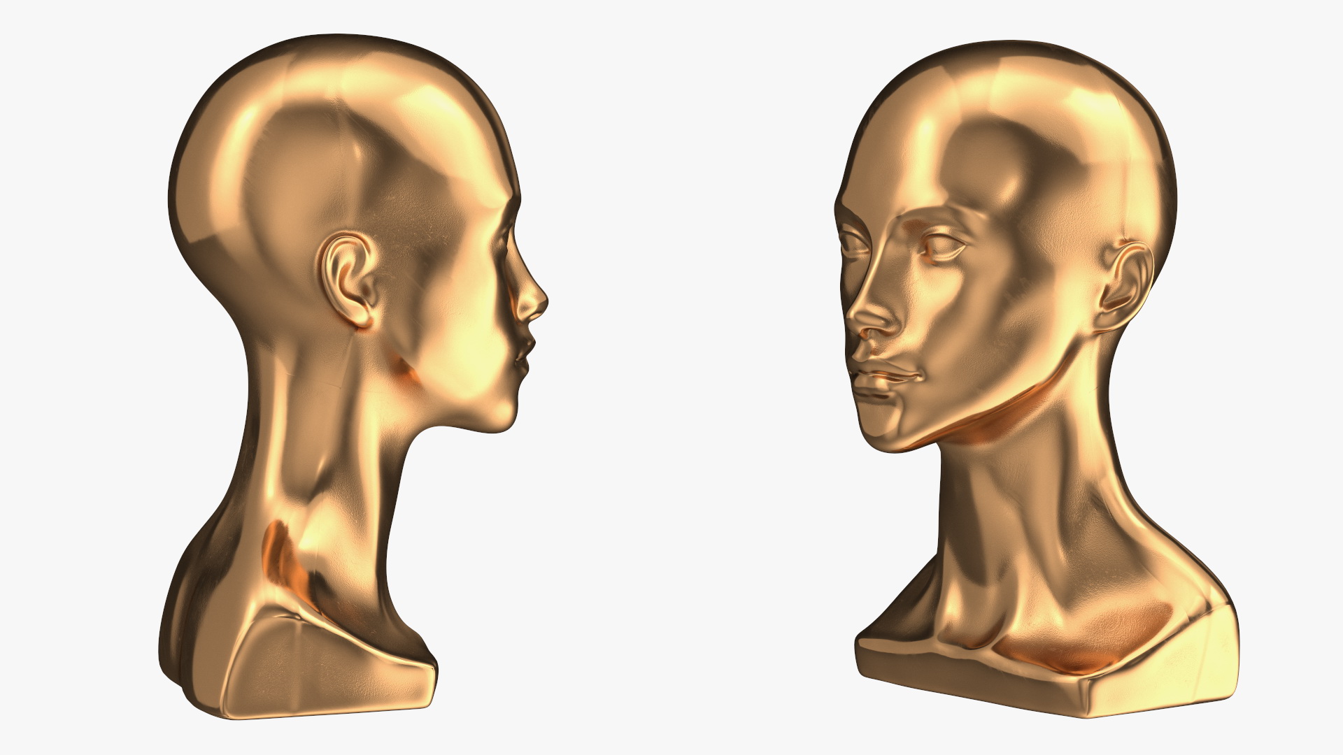 3D Female Mannequin Head Golden model