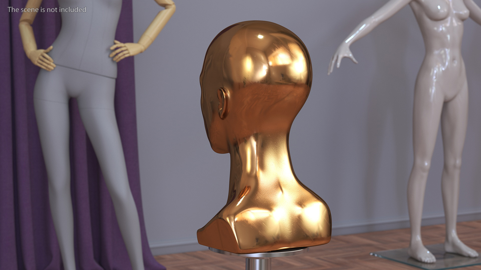 3D Female Mannequin Head Golden model