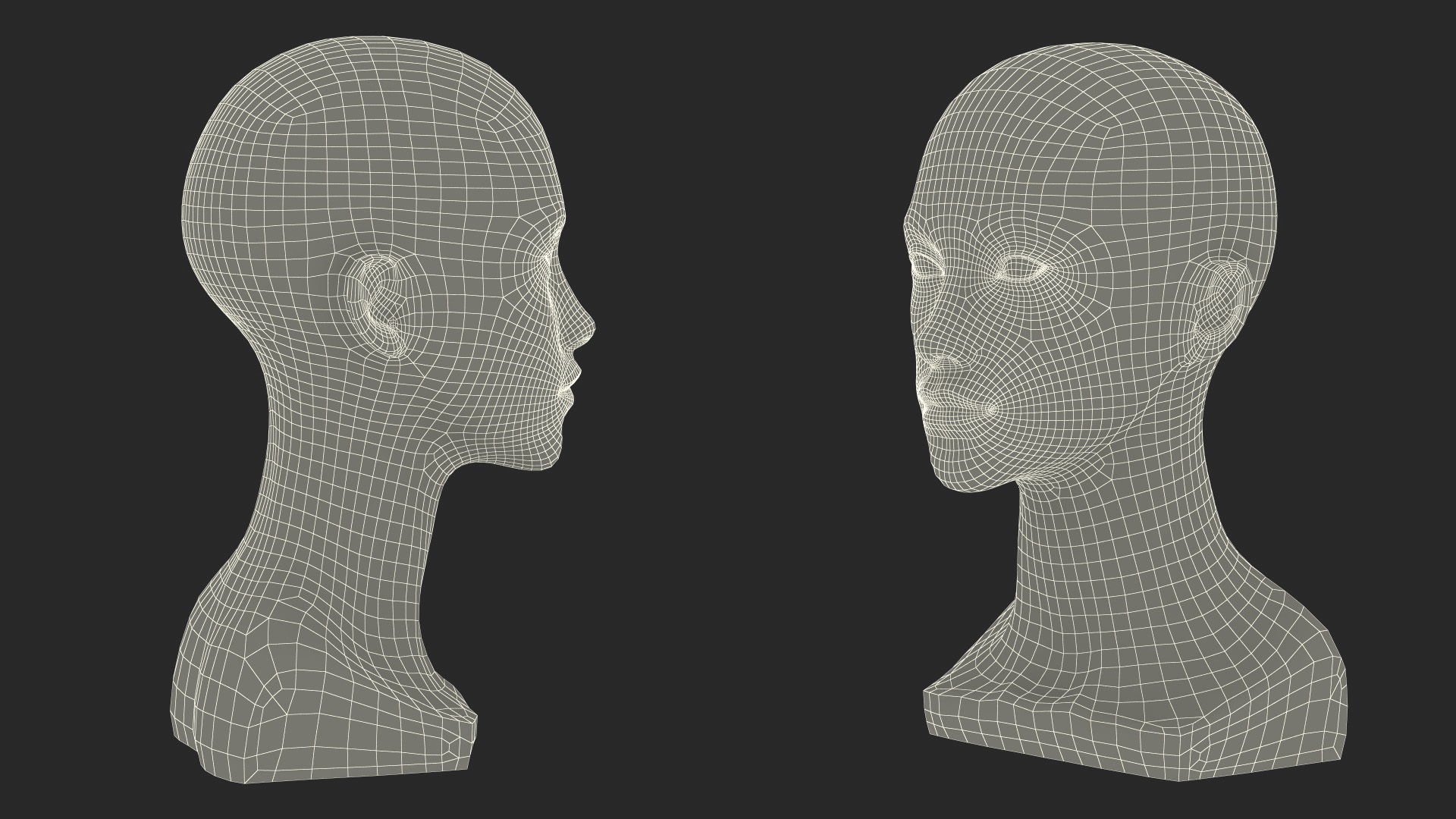 3D Female Mannequin Head Golden model