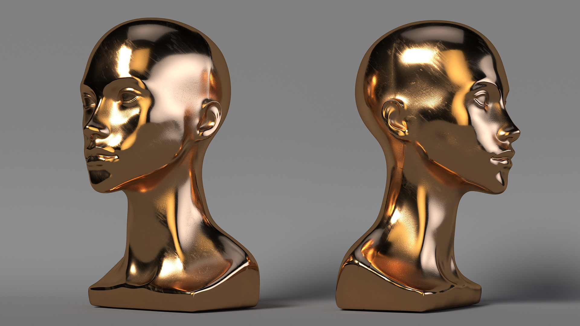 3D Female Mannequin Head Golden model