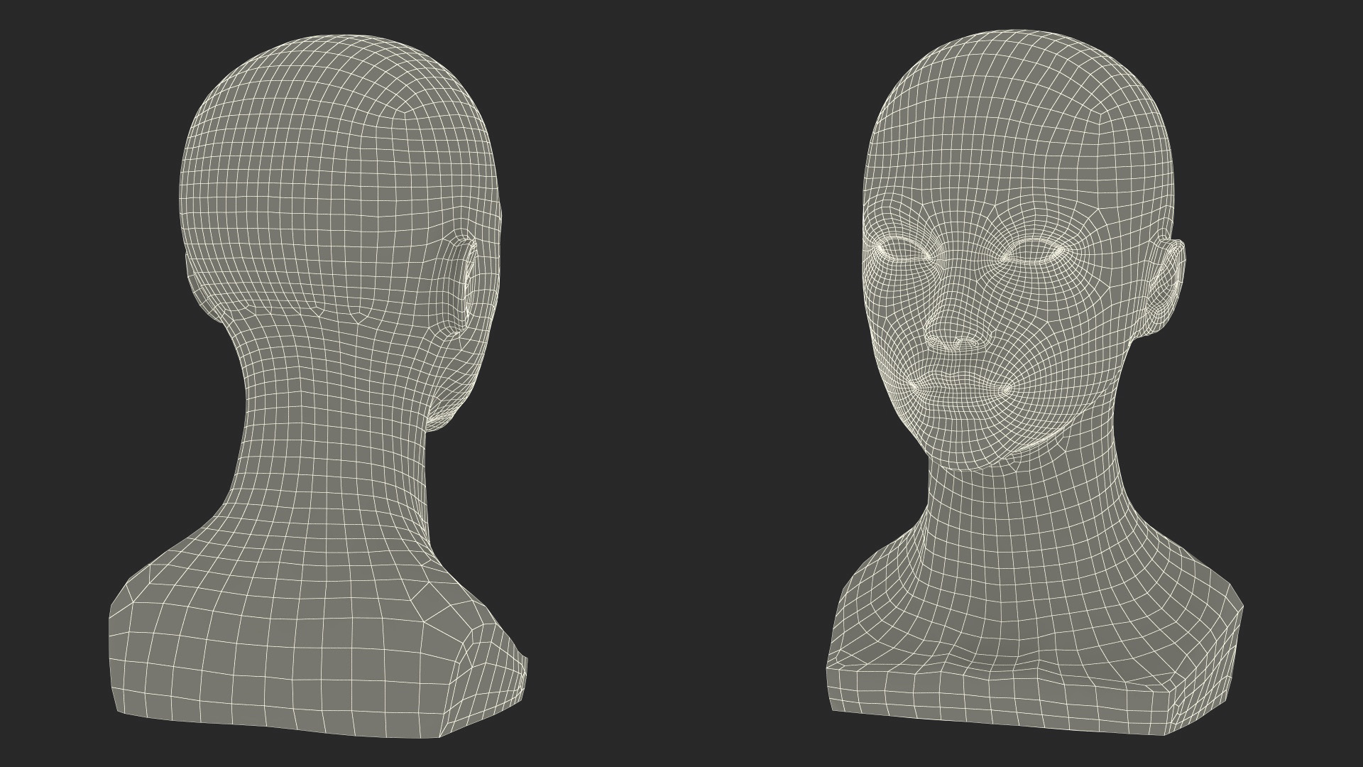 3D Female Mannequin Head Golden model