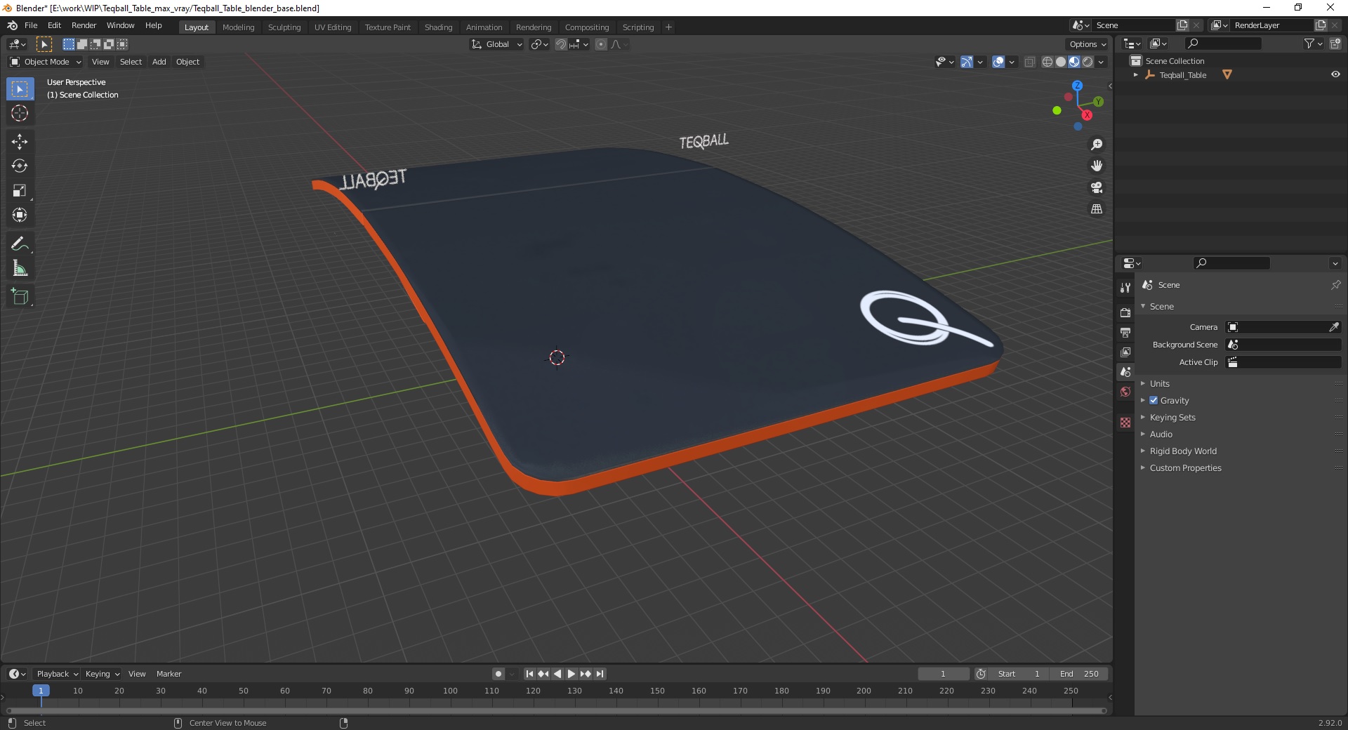 3D Teqball Table model