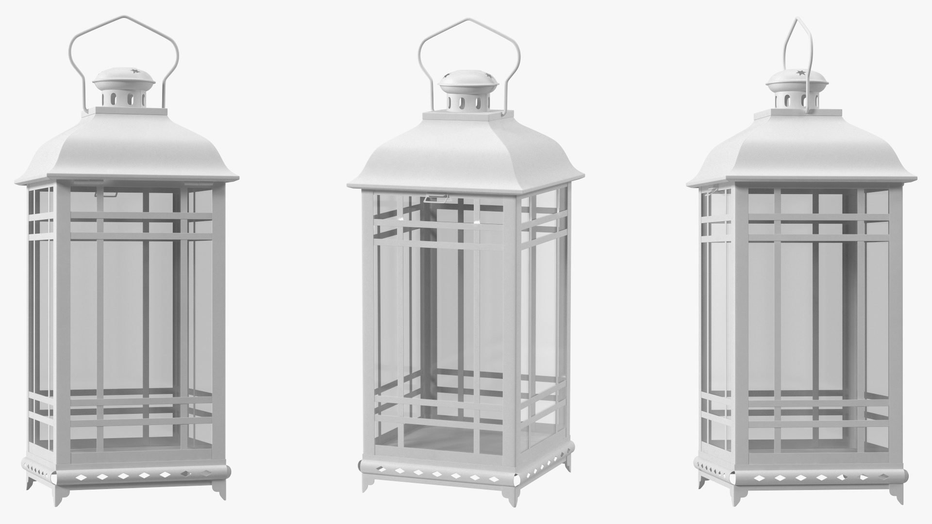 Candle Lantern Medium White 3D